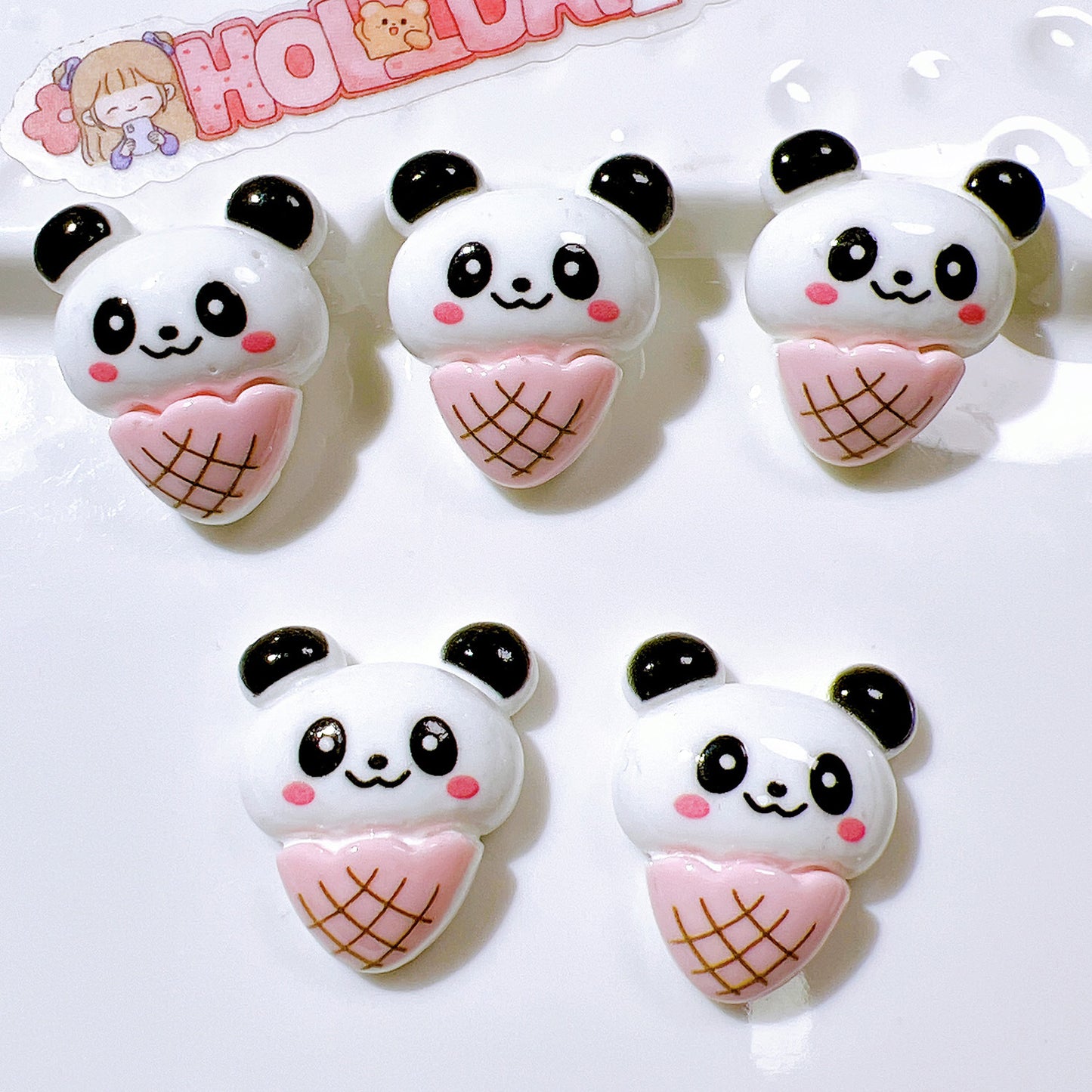 (5pic for1bag)Cutie diy charms resin patches handmade materials cream glue phone case diy kids hair accessories accessories pink bread bear