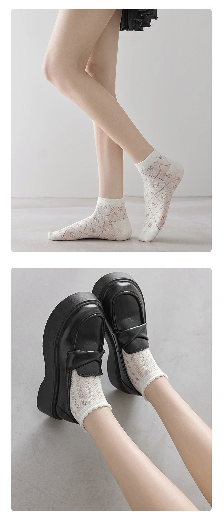 Feminine Bow Ankle Socks | Combed Cotton Women's Socks