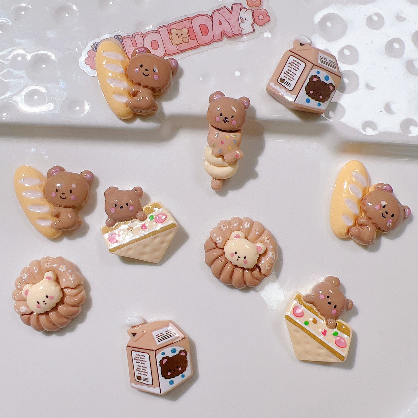 (5pic for 1bag)Cutie biscuit bear diy resin charms (pack offline)