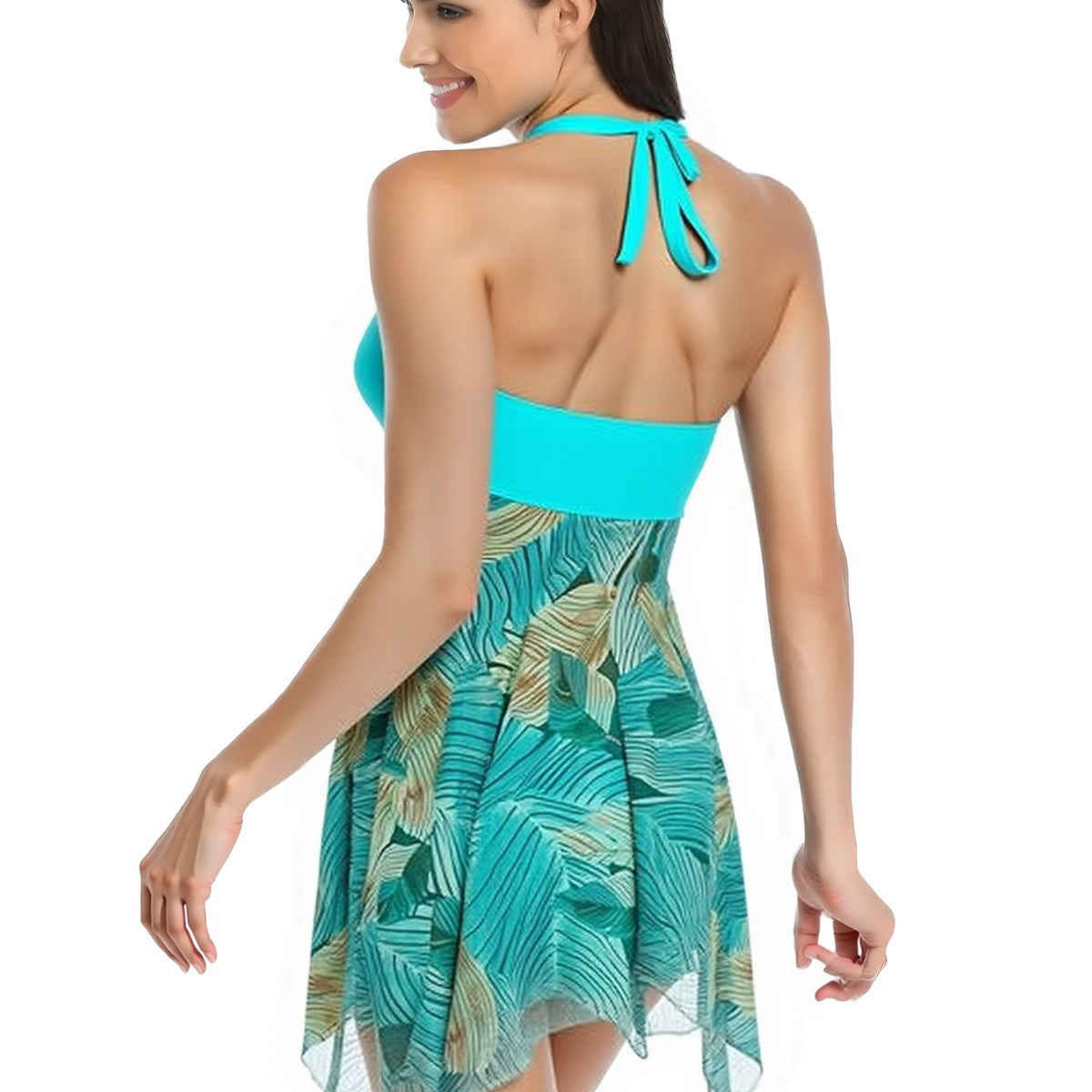 Halter Sunflower Skirted Two-Piece | Women's Beach Swimwear