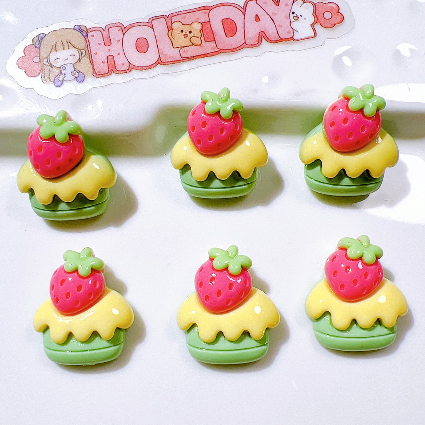 (5pic for 1bag)Cutie strawberry cake diy resin charms (pack offline)
