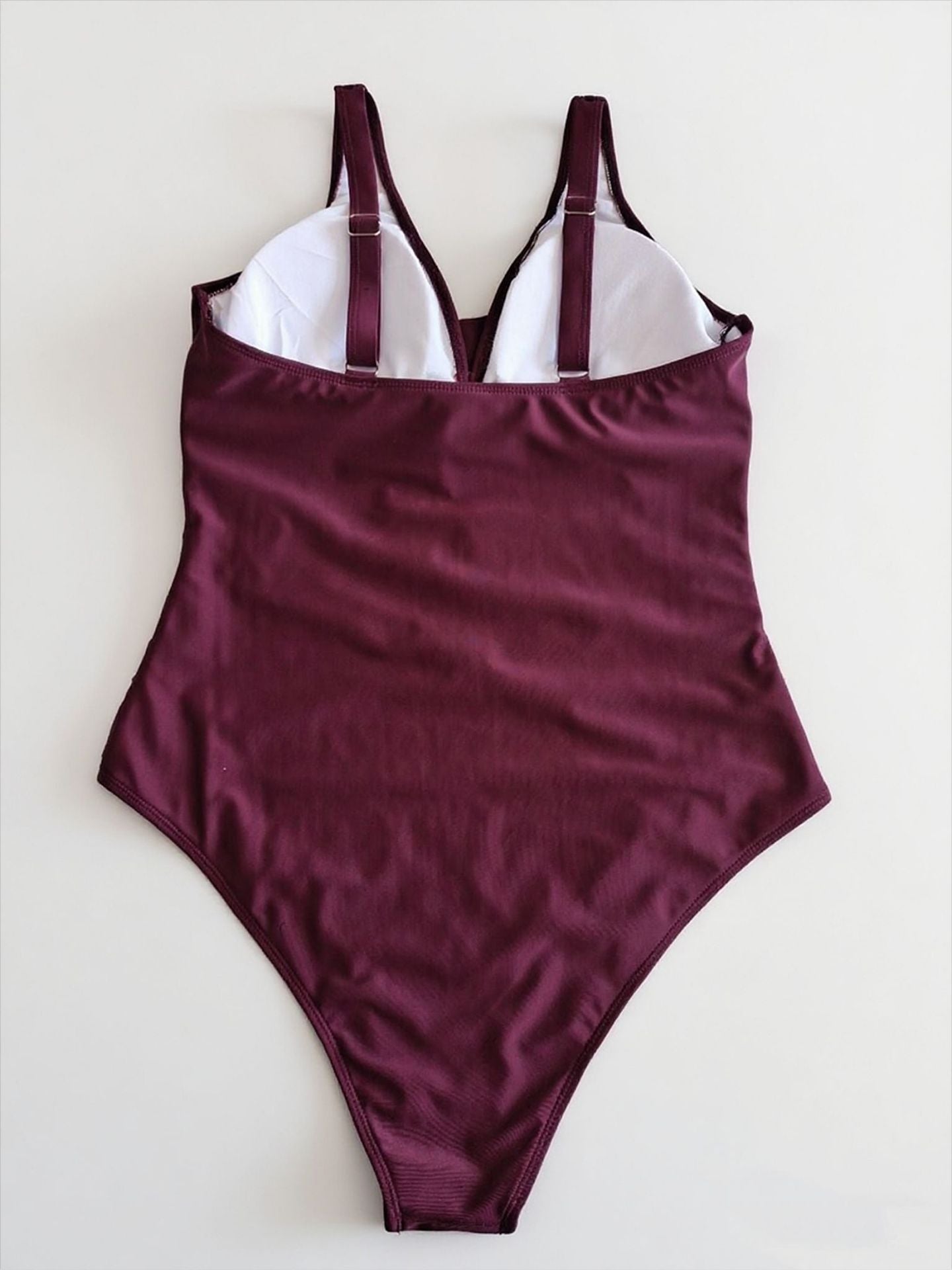 Deep V Halter Plus Size One-Piece Swimsuit | Sexy Purple Swimwear