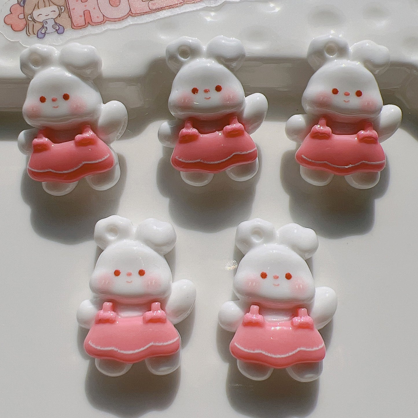 (5pic for 1bag)Cutie rabbit diy resin charms(pack offline)