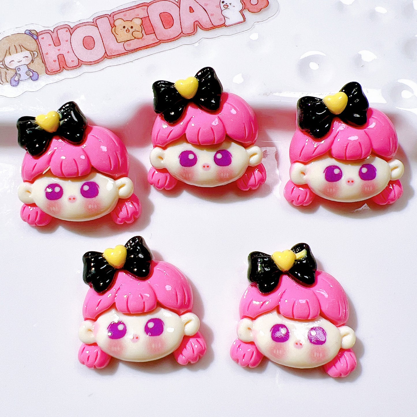 (5pic for1bag)Cutie bow tie girl diy resin charms(pack offline)