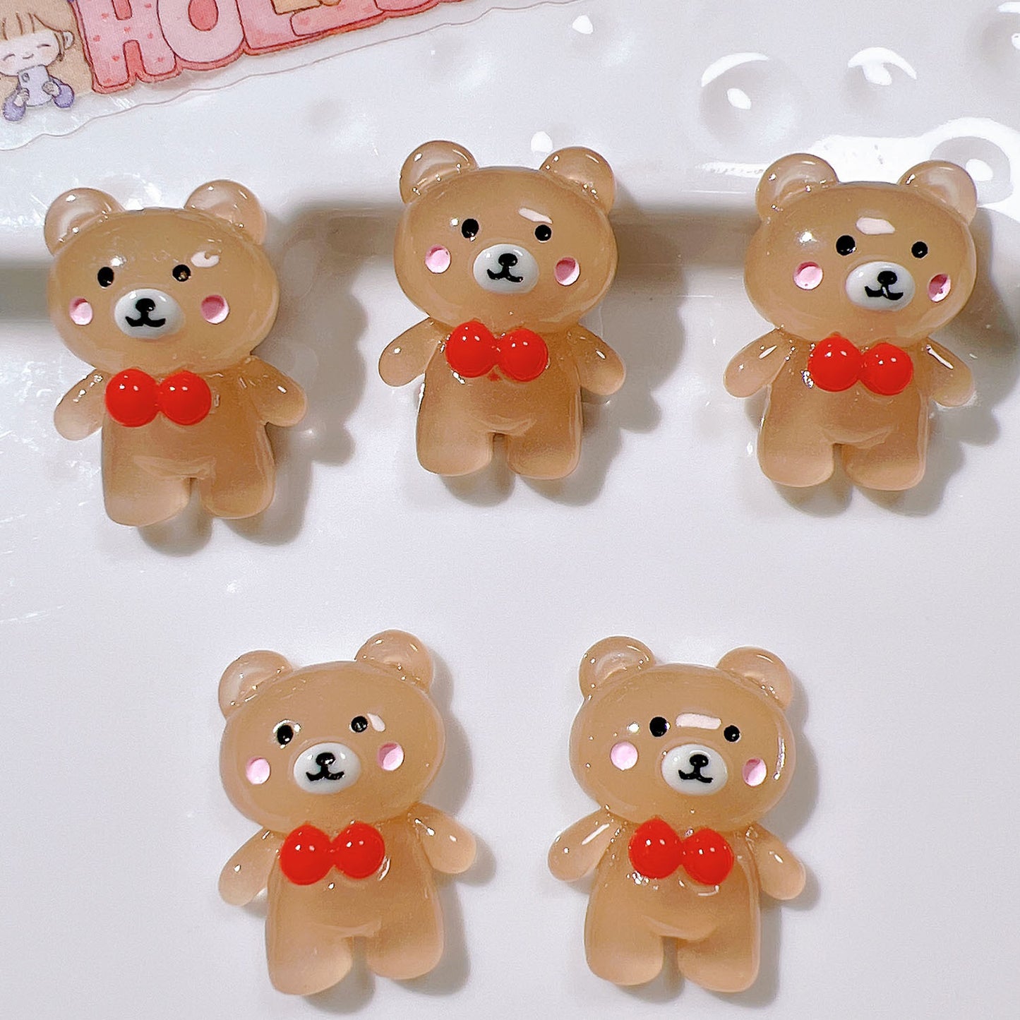 (5pic for 1 Bag) Cute Night Glowing Bunny Bear DIY Resin Charms (Pack Offline)