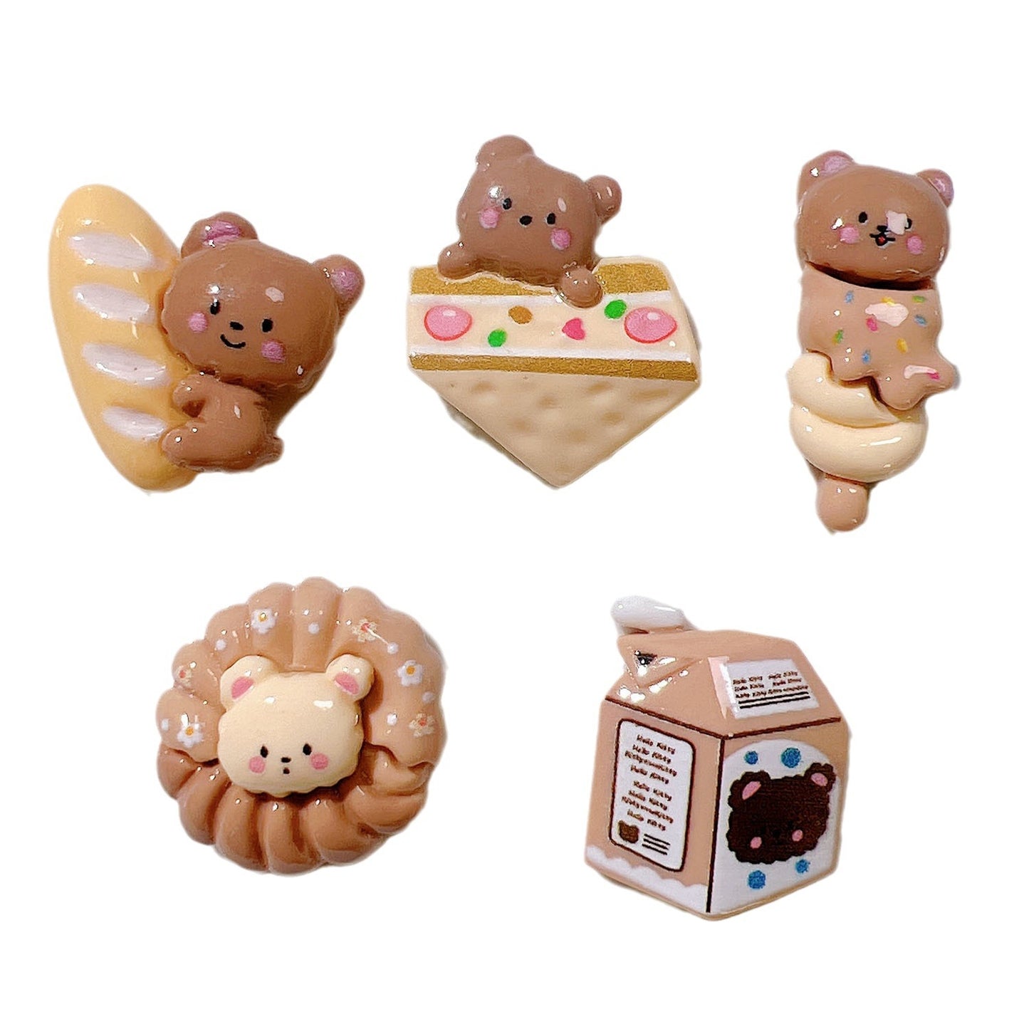 (5pic for 1bag)Cutie biscuit bear diy resin charms (pack offline)