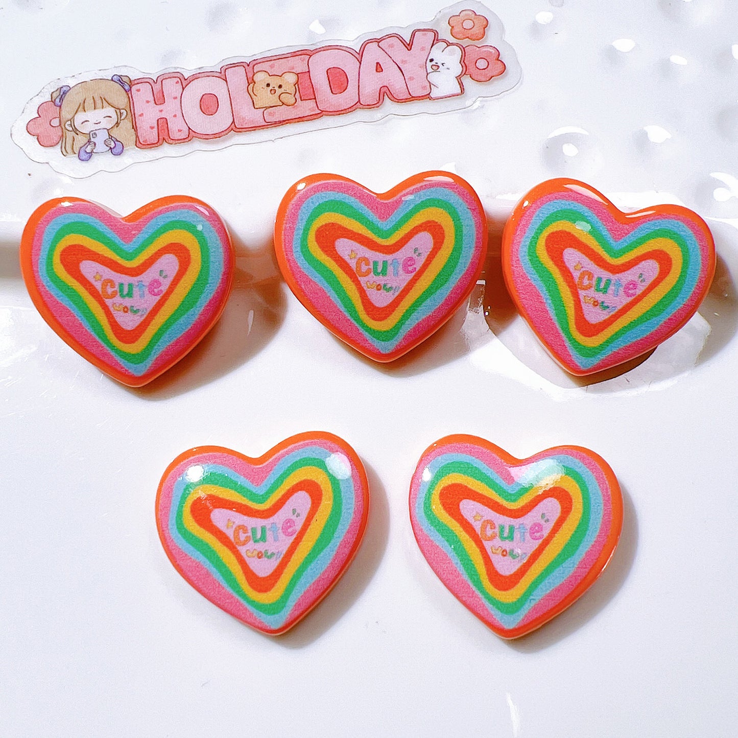 (5pic for1bag)Cutie heart diy charms resin (pack offline)