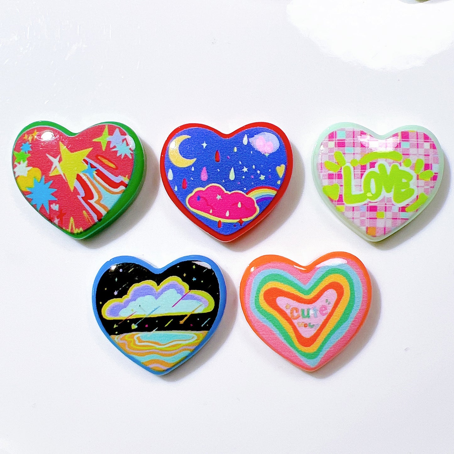 (5pic for1bag)Cutie heart diy charms resin (pack offline)