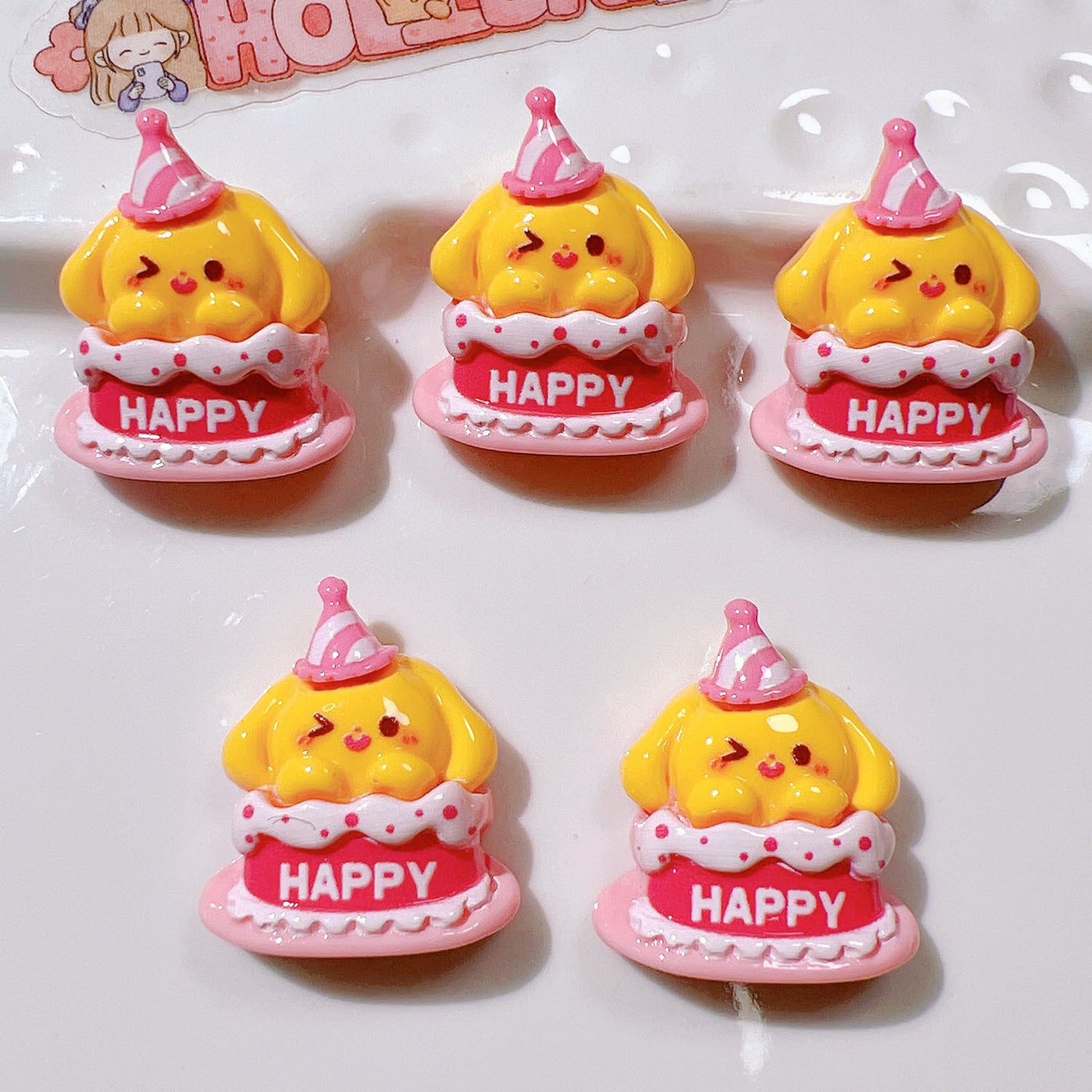 (5pic for 1bag)Cutie Happy Cat Cake Diy Resin Charms (pack Offline)