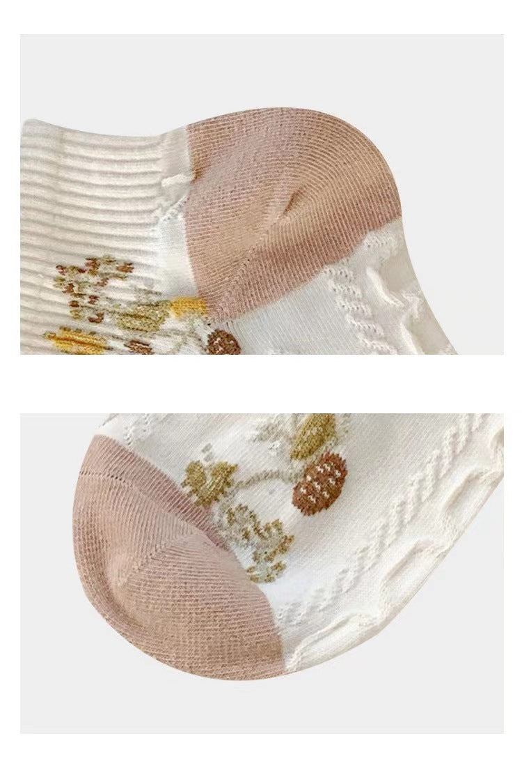 Cute Floral Ankle Socks for Women | Breathable Spring Summer Socks