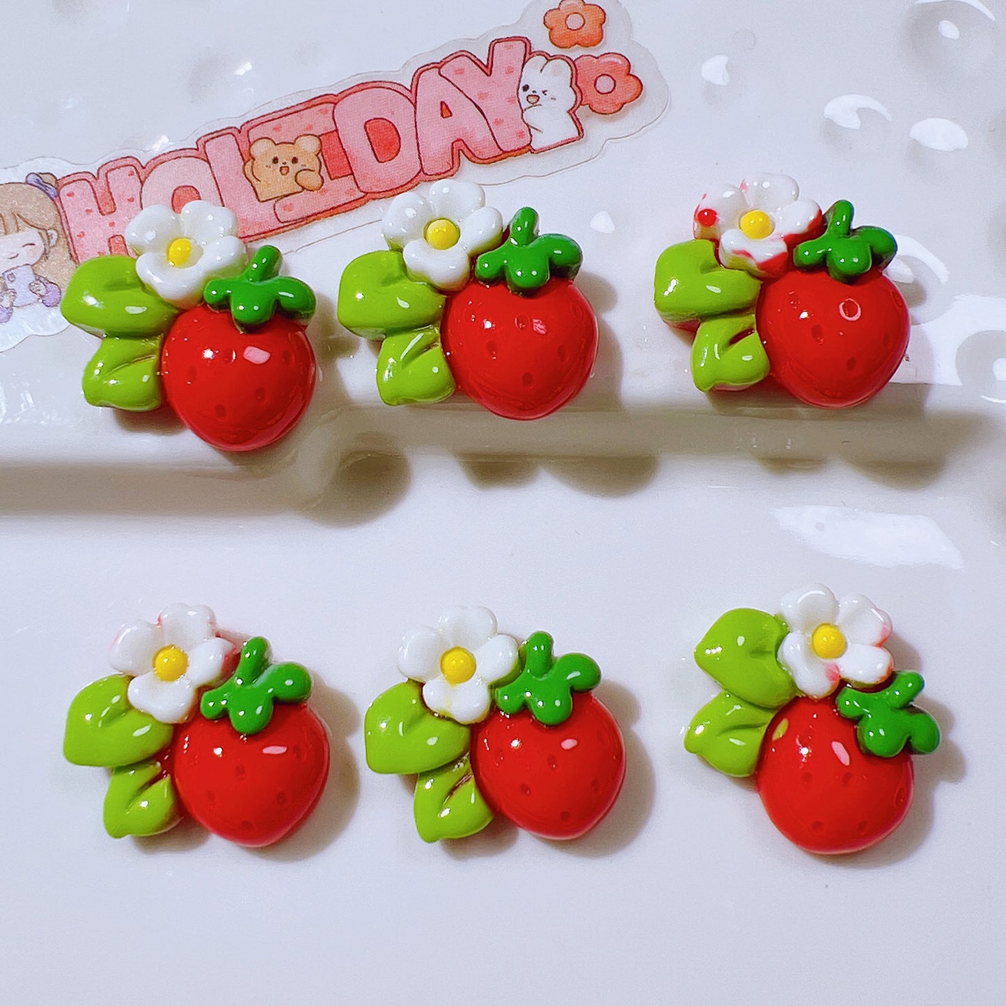 (5pic for 1bag)Cutie small strawberry diy resin charmss(pack offline)