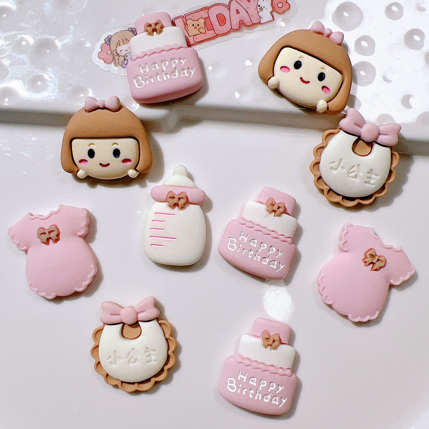 (5pic for 1bag)Cutie Girl Bibs Diy Resin Charms (pack Offline)