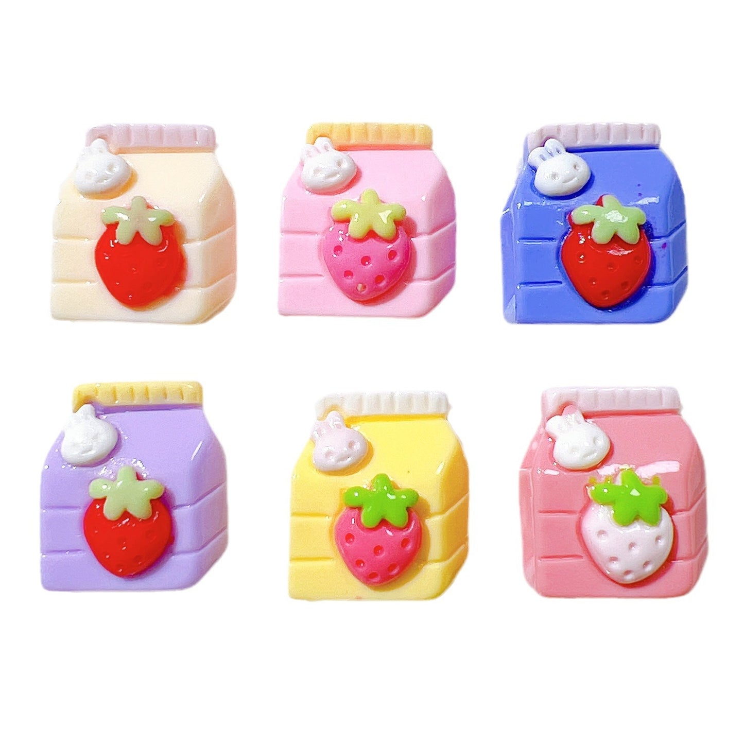 (5pic for1bag)Cutie small strawberry beverage bottle resin charms (pack offline)
