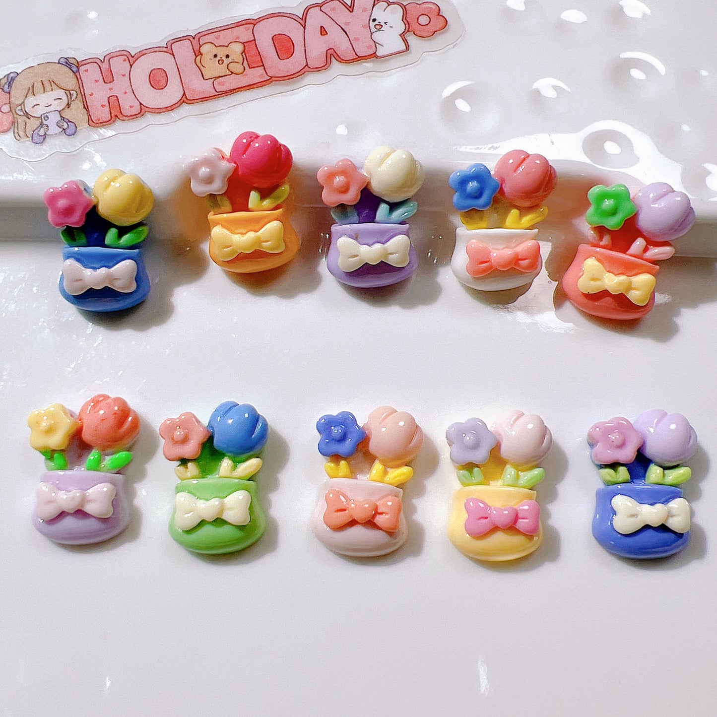 (5pic for 1bag)Cutie mini flower pot diy resin charms (pack offline)