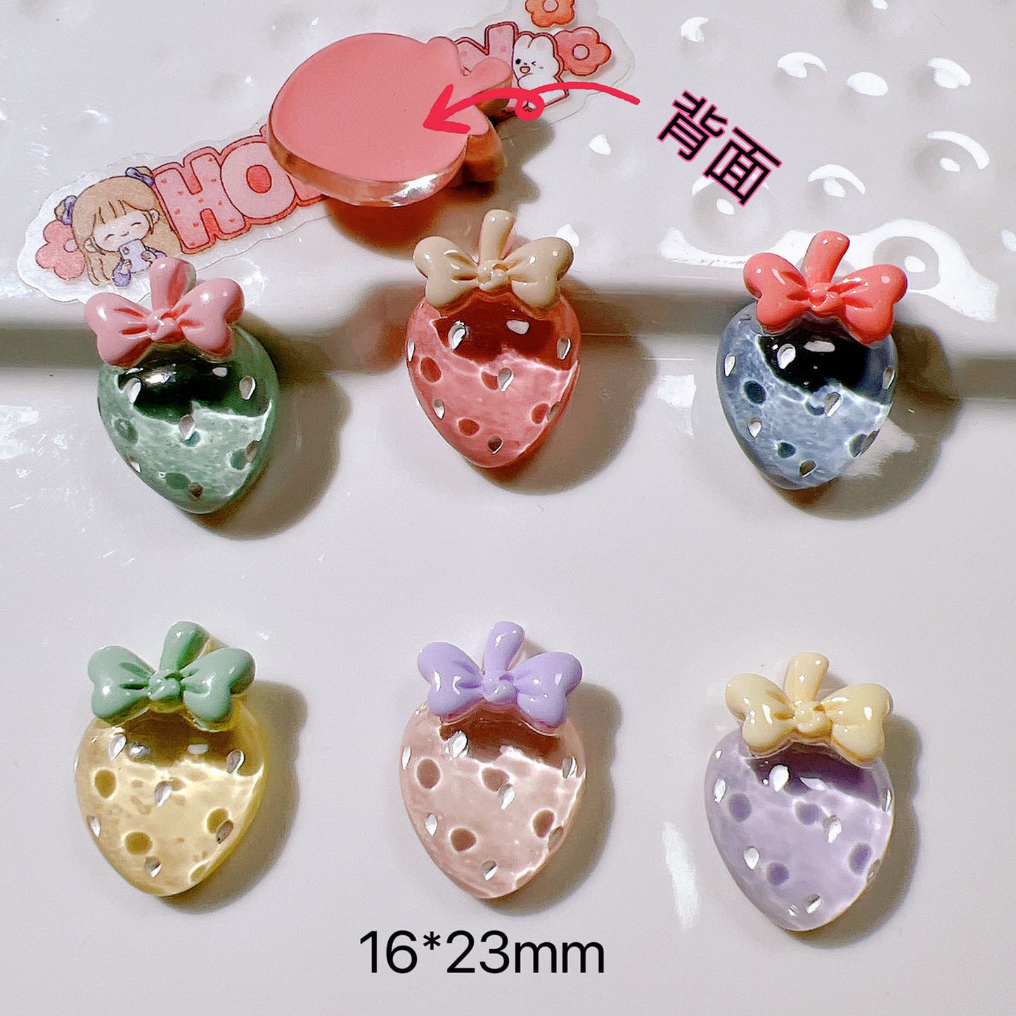 (5pic for 1bag)Cutie Transparent Strawberry Diy Resin Charms (pack Offline)