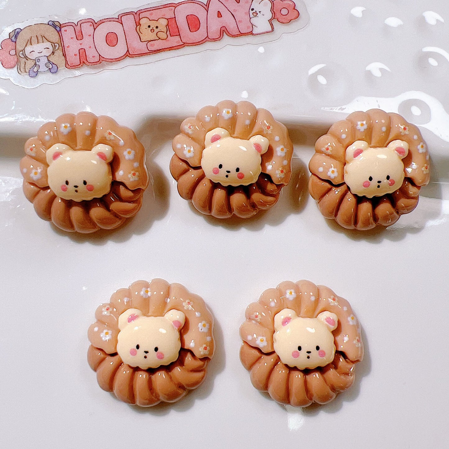 (5pic for 1bag)Cutie biscuit bear diy resin charms (pack offline)