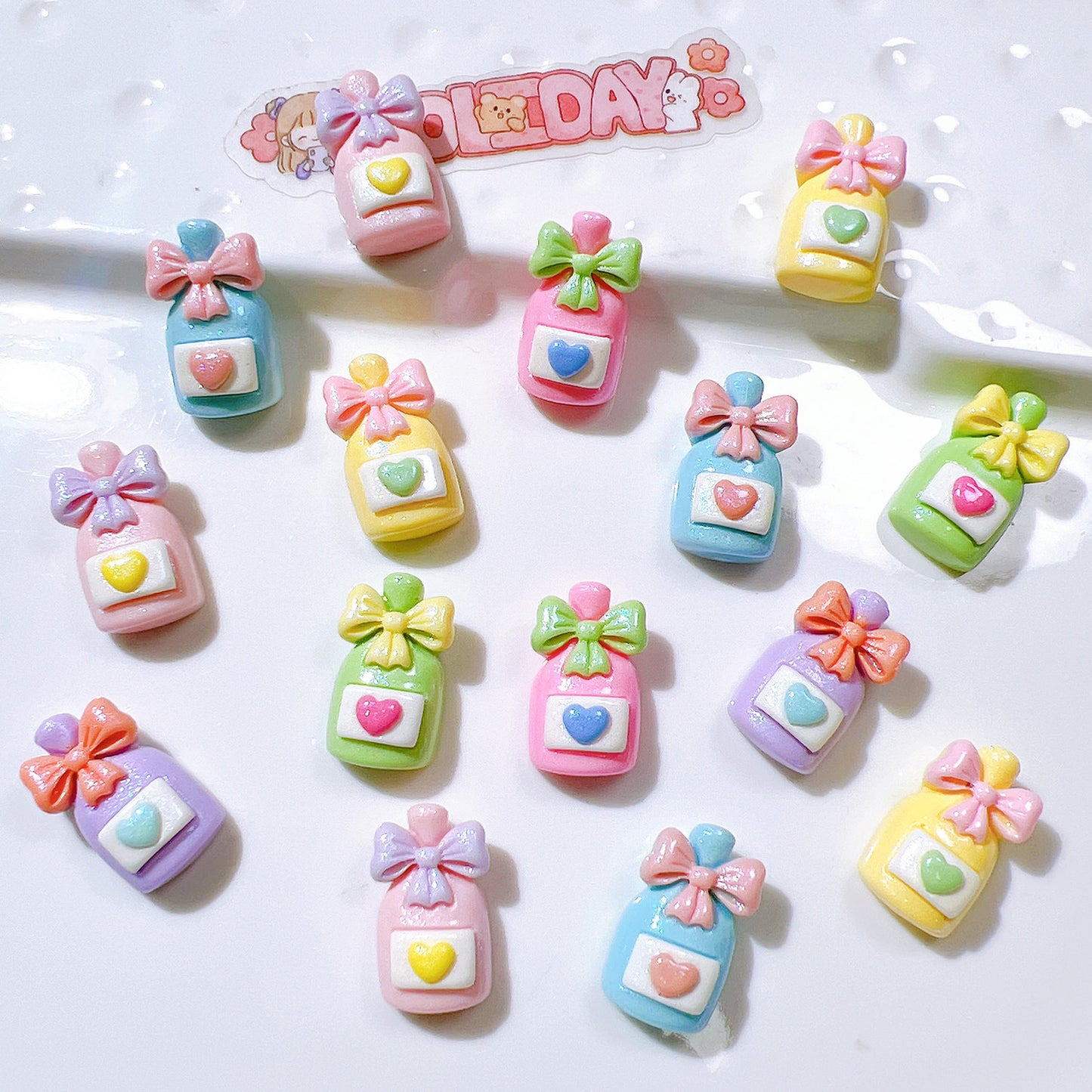 (5pic for1bag)Cutie pearl bow bottle diy resin charms(pack offline)