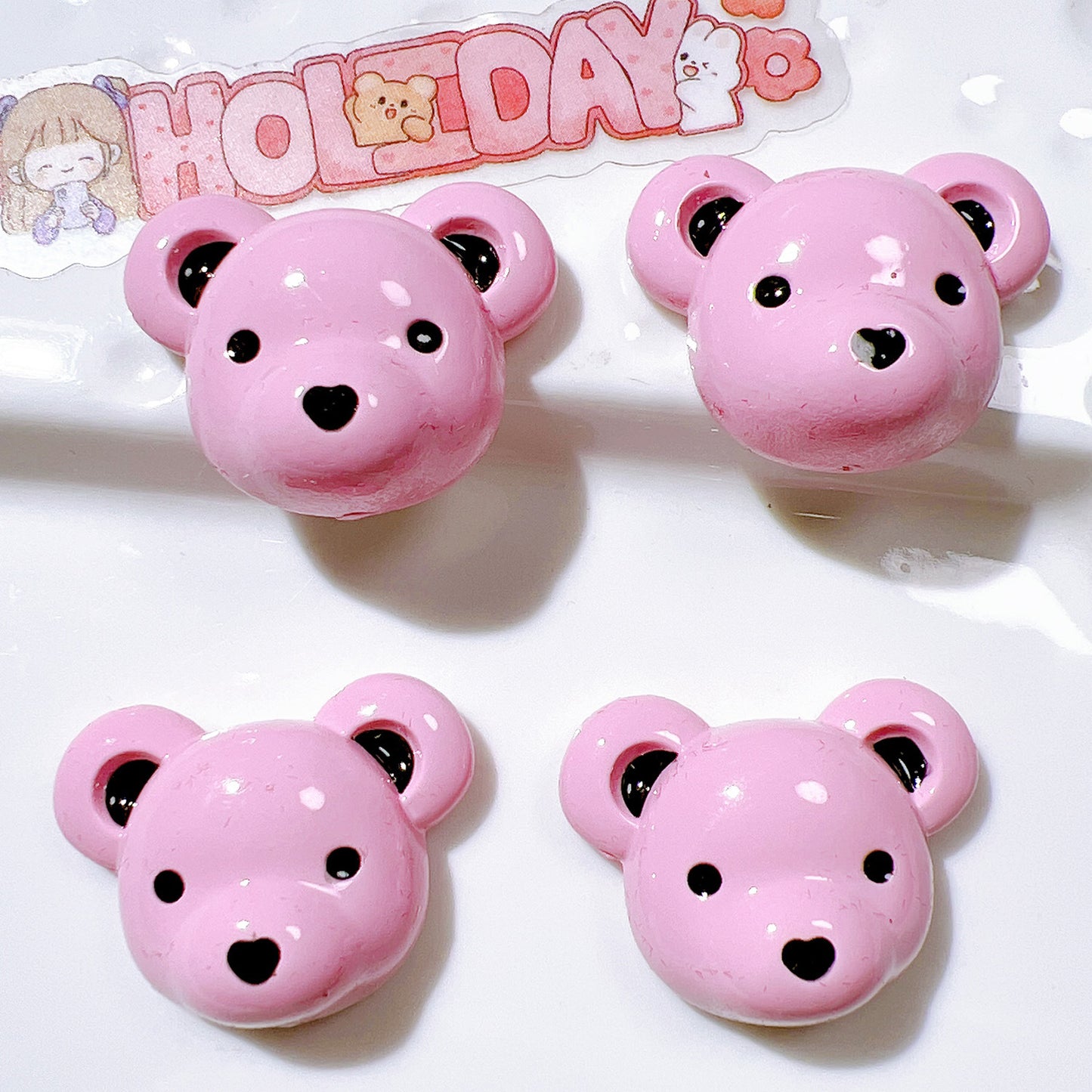(5pic for1bag)Cutie bear head diy resin charms (pack offline)