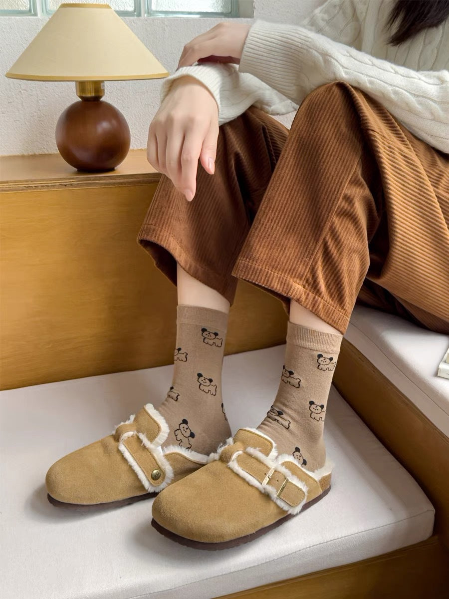 Cozy Cotton Crew Socks | Cute Puppy Winter Socks for Women