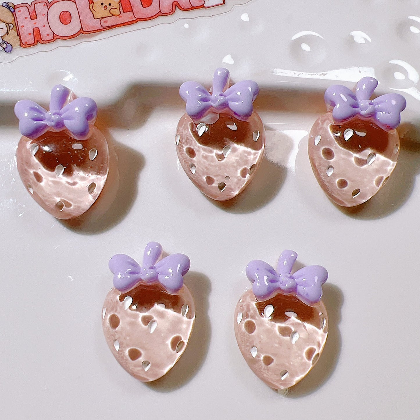 (5pic for 1bag)Cutie Transparent Strawberry Diy Resin Charms (pack Offline)
