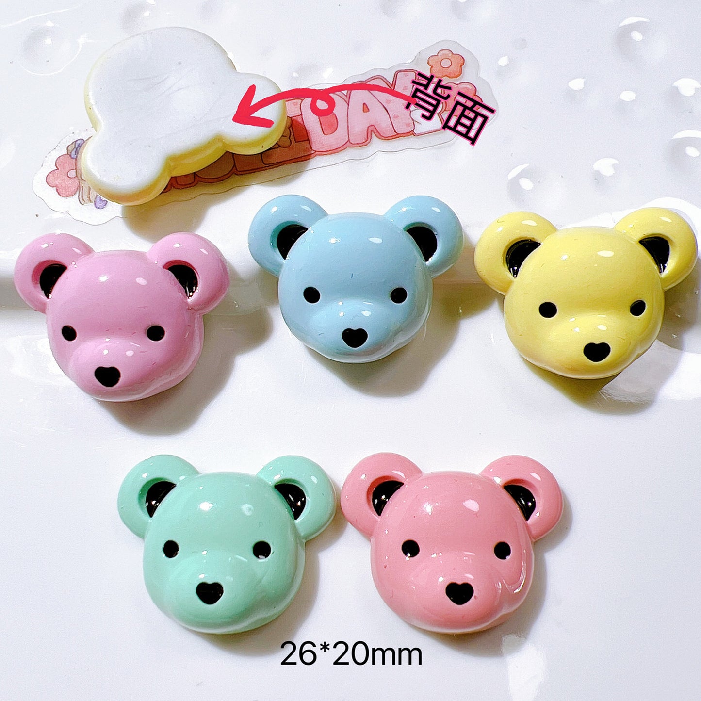 (5pic for1bag)Cutie bear head diy resin charms (pack offline)