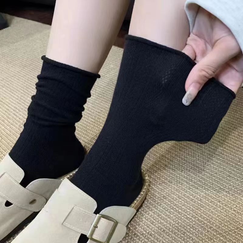 Ribbed Slouch Crew Socks for Women | Lightweight Breathable Everyday Socks