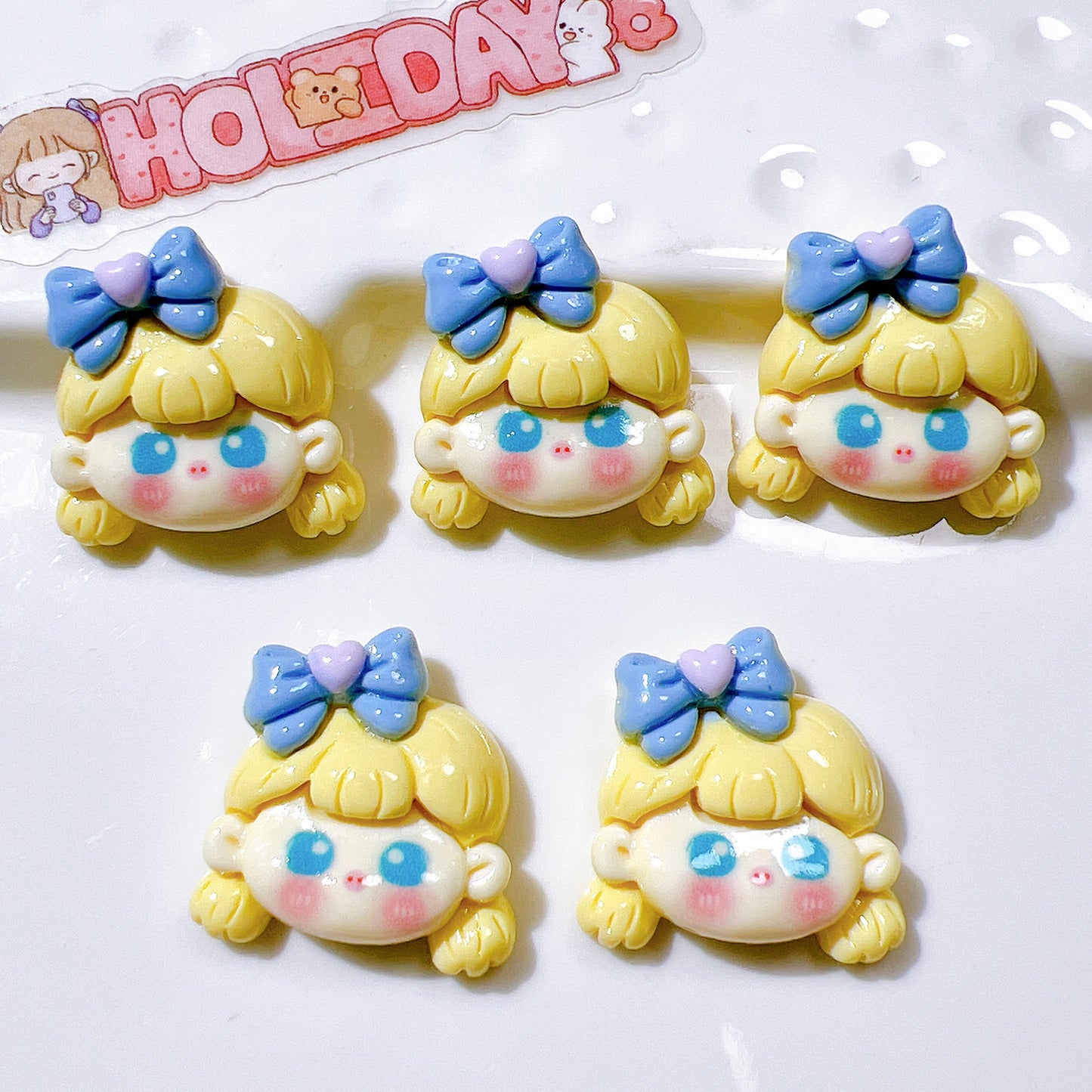 (5pic for1bag)Cutie bow tie girl diy resin charms(pack offline)
