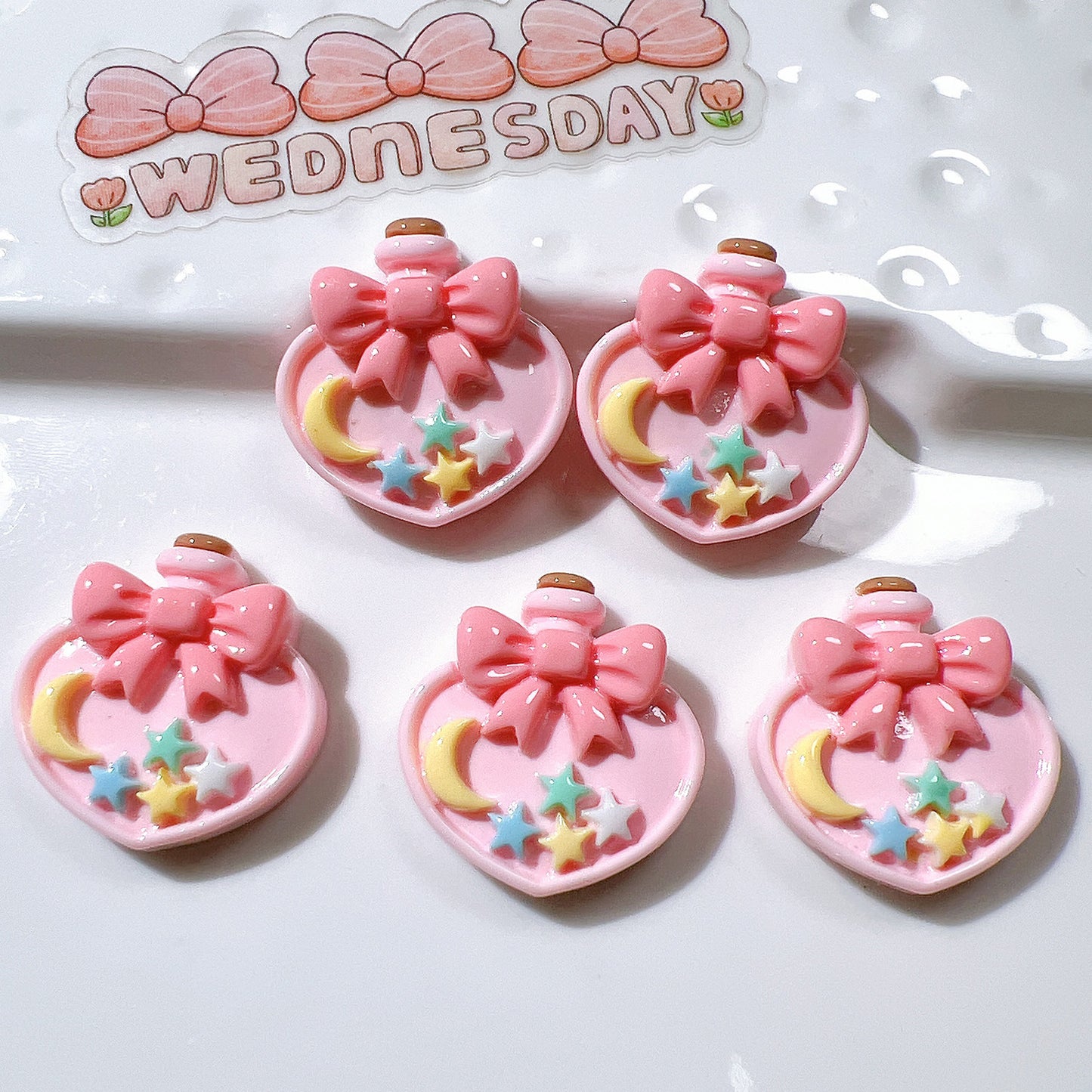 (5pic for 1 Bag) Cute Love Wish Bottle DIY Resin Charms (Pack Offline)