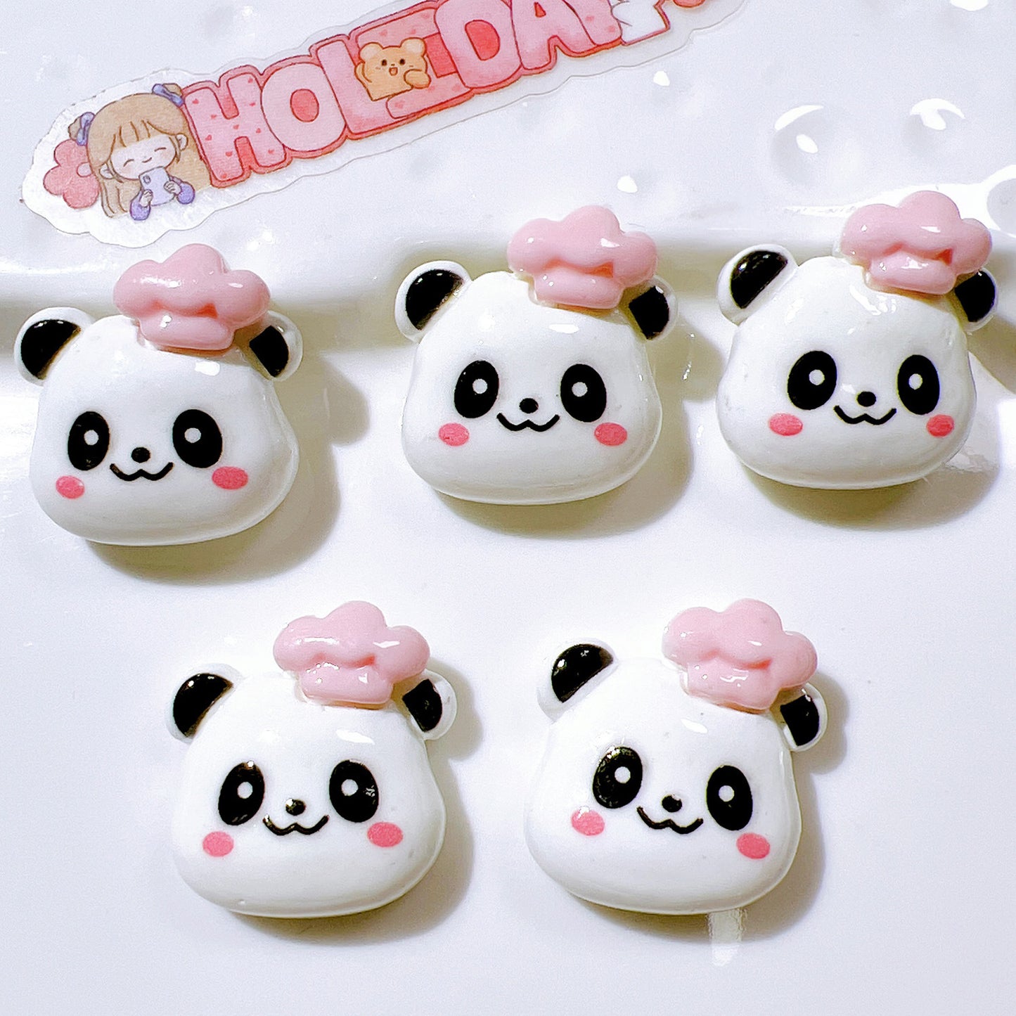 (5pic for1bag)Cutie diy charms resin patches handmade materials cream glue phone case diy kids hair accessories accessories pink bread bear