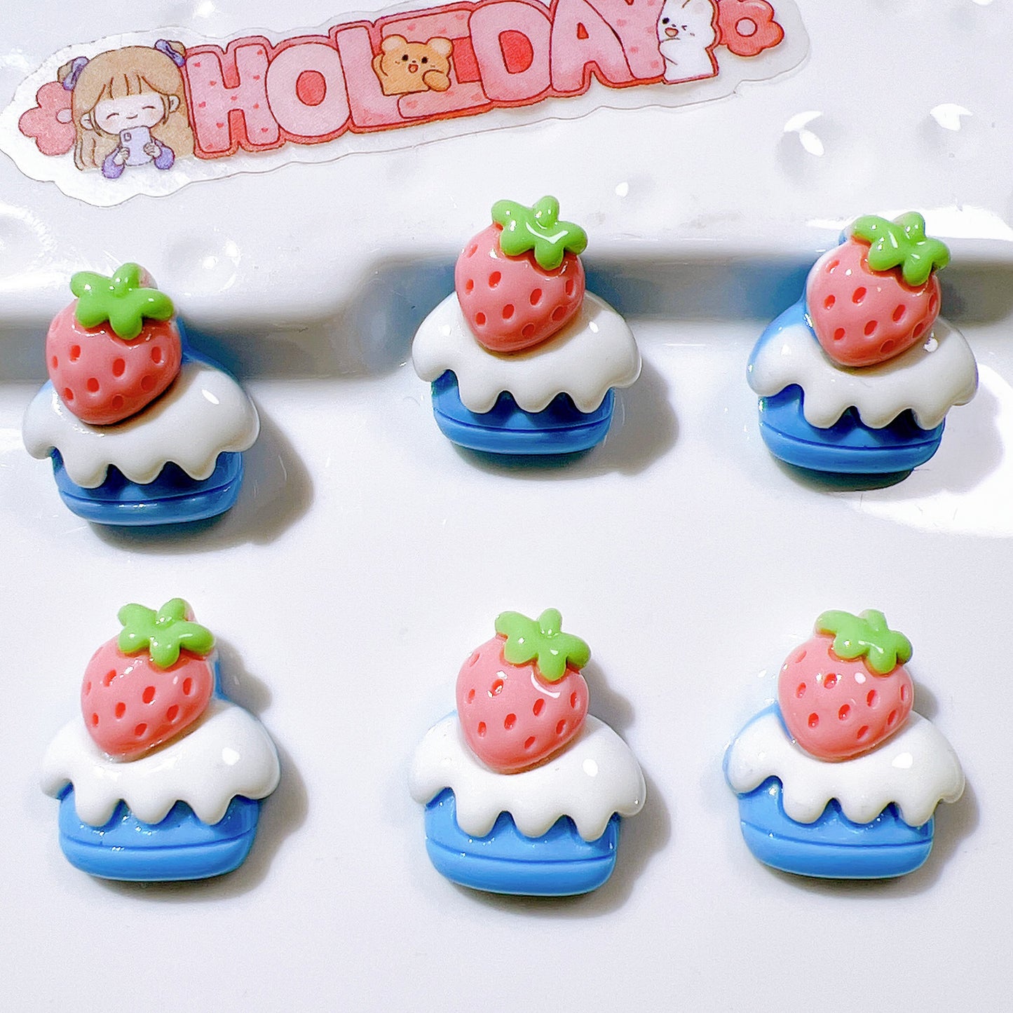 (5pic for 1bag)Cutie strawberry cake diy resin charms (pack offline)