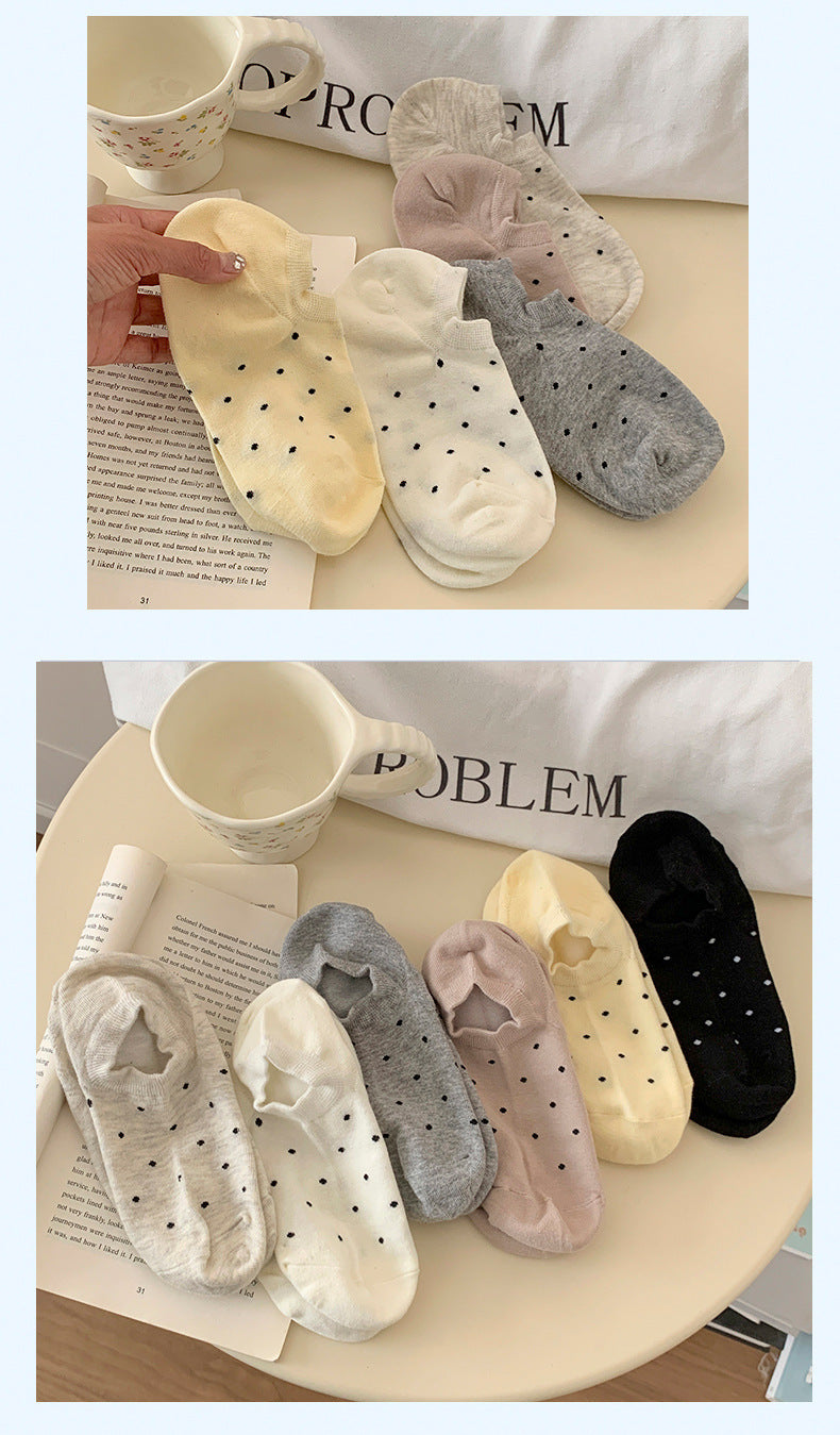 Polka Dot No Show Socks for Women | Breathable Cotton Low Cut