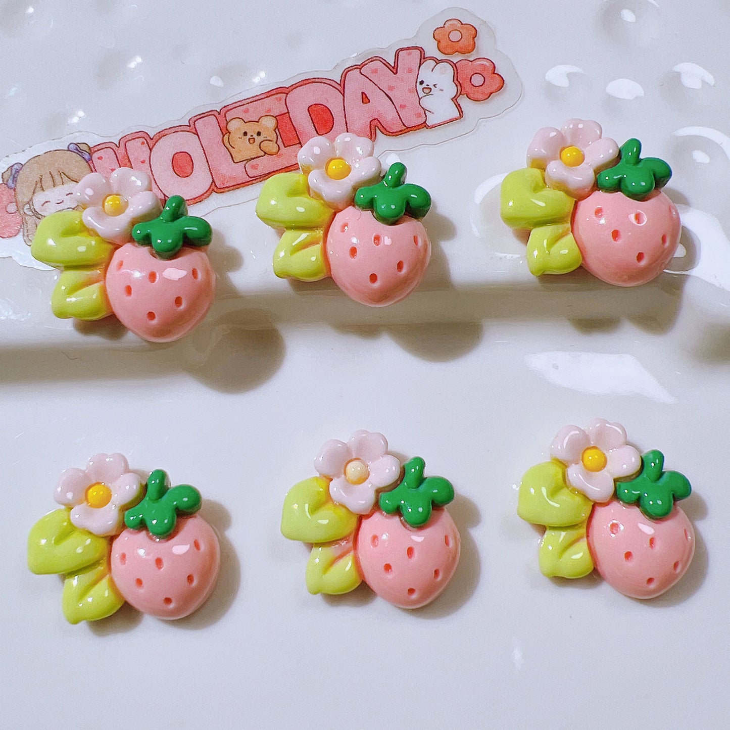 (5pic for 1bag)Cutie small strawberry diy resin charmss(pack offline)