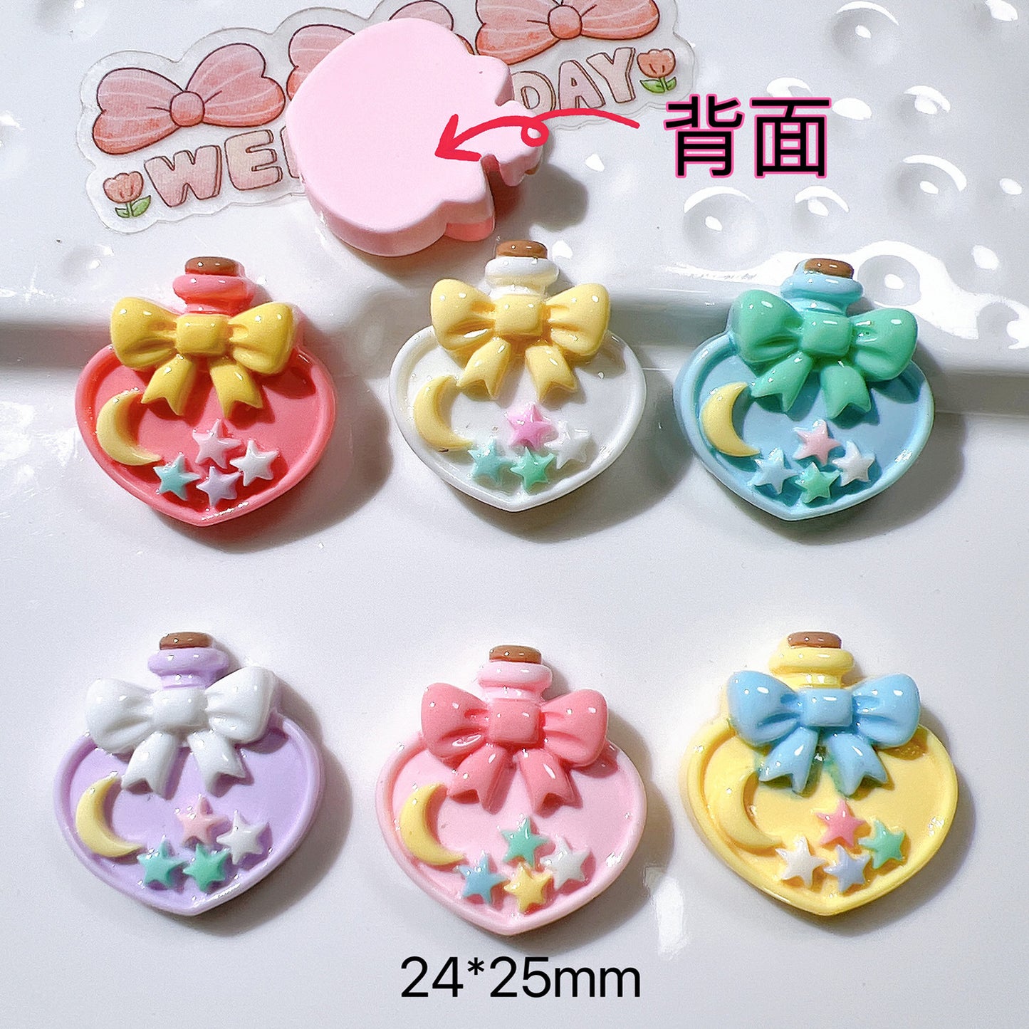 (5pic for 1 Bag) Cute Love Wish Bottle DIY Resin Charms (Pack Offline)
