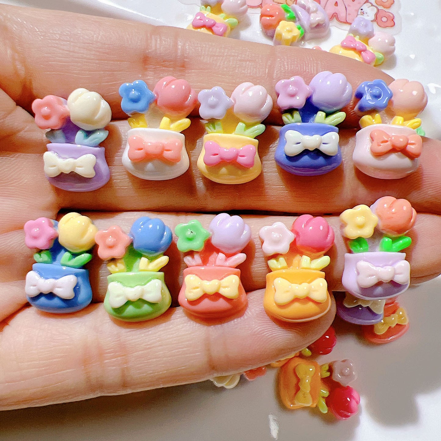 (5pic for 1bag)Cutie mini flower pot diy resin charms (pack offline)