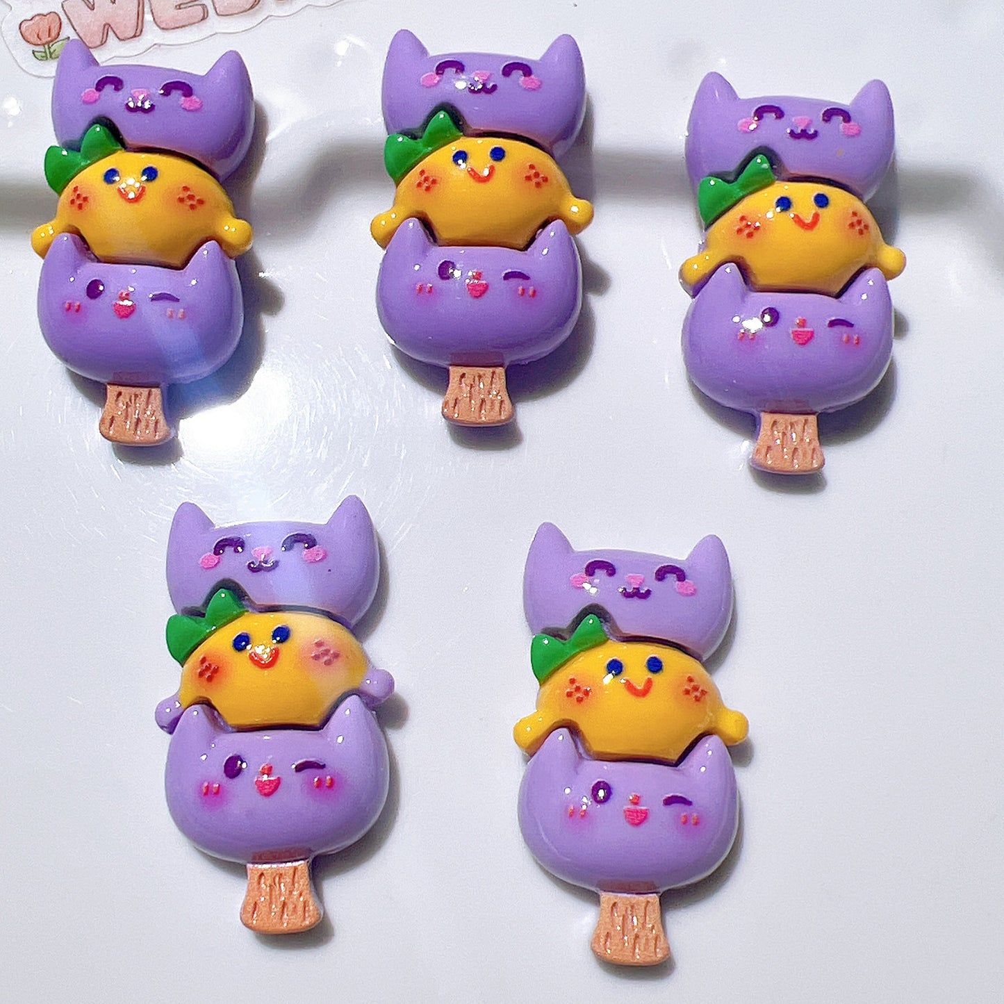 (5pic for 1 Bag) Cutie Cartoon on Sticks String Diy Resin Charms (Pack Offline)