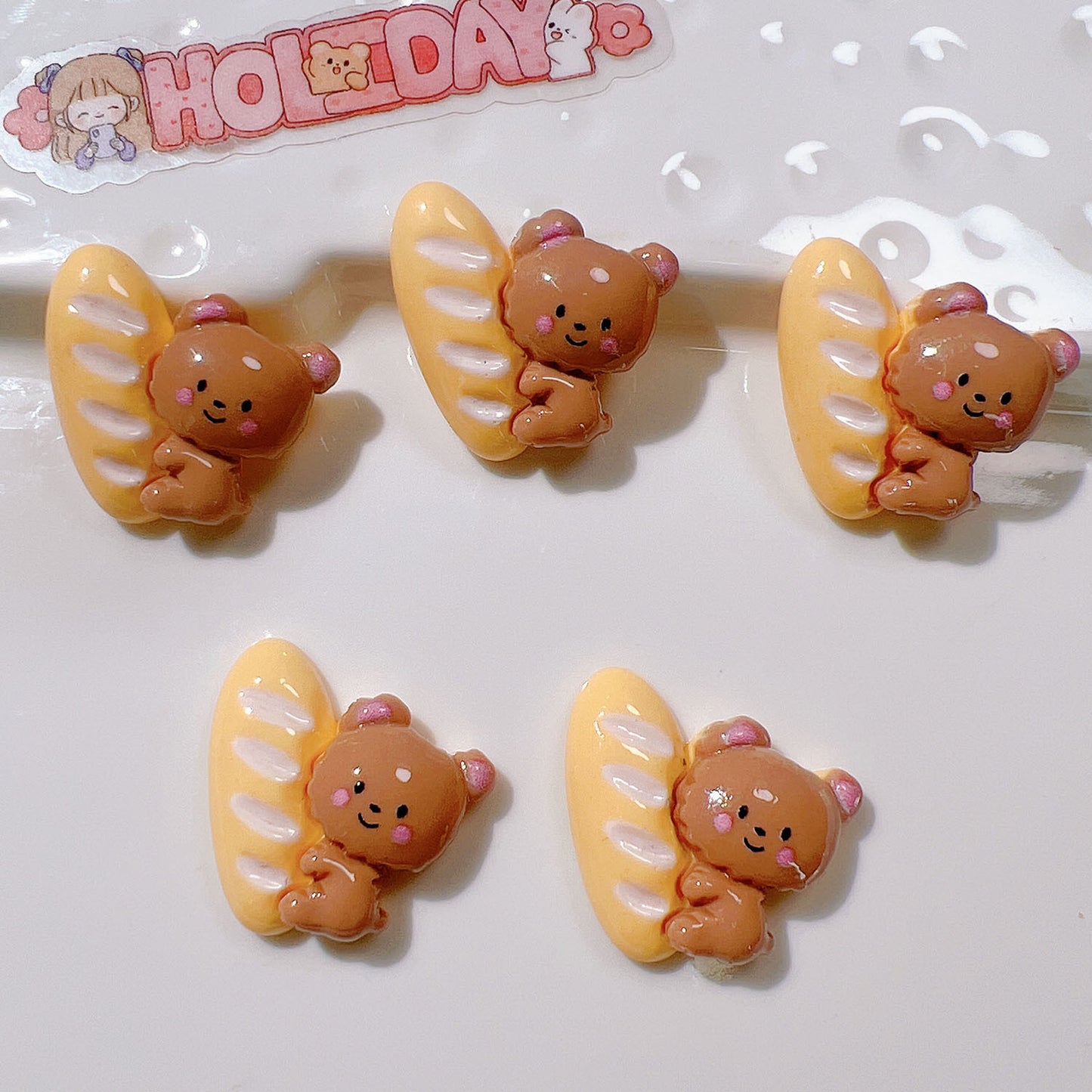 (5pic for 1bag)Cutie biscuit bear diy resin charms (pack offline)