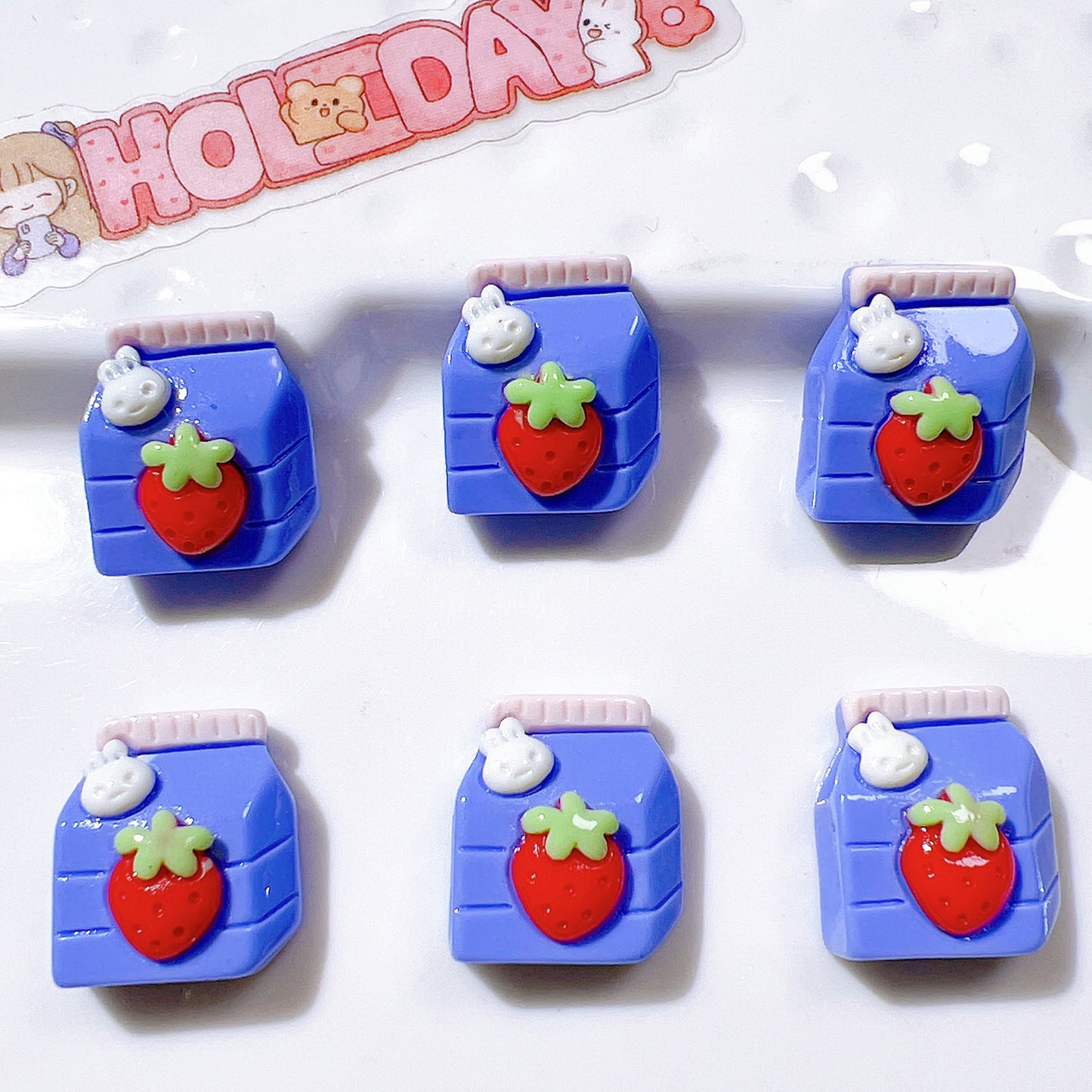(5pic for1bag)Cutie small strawberry beverage bottle resin charms (pack offline)