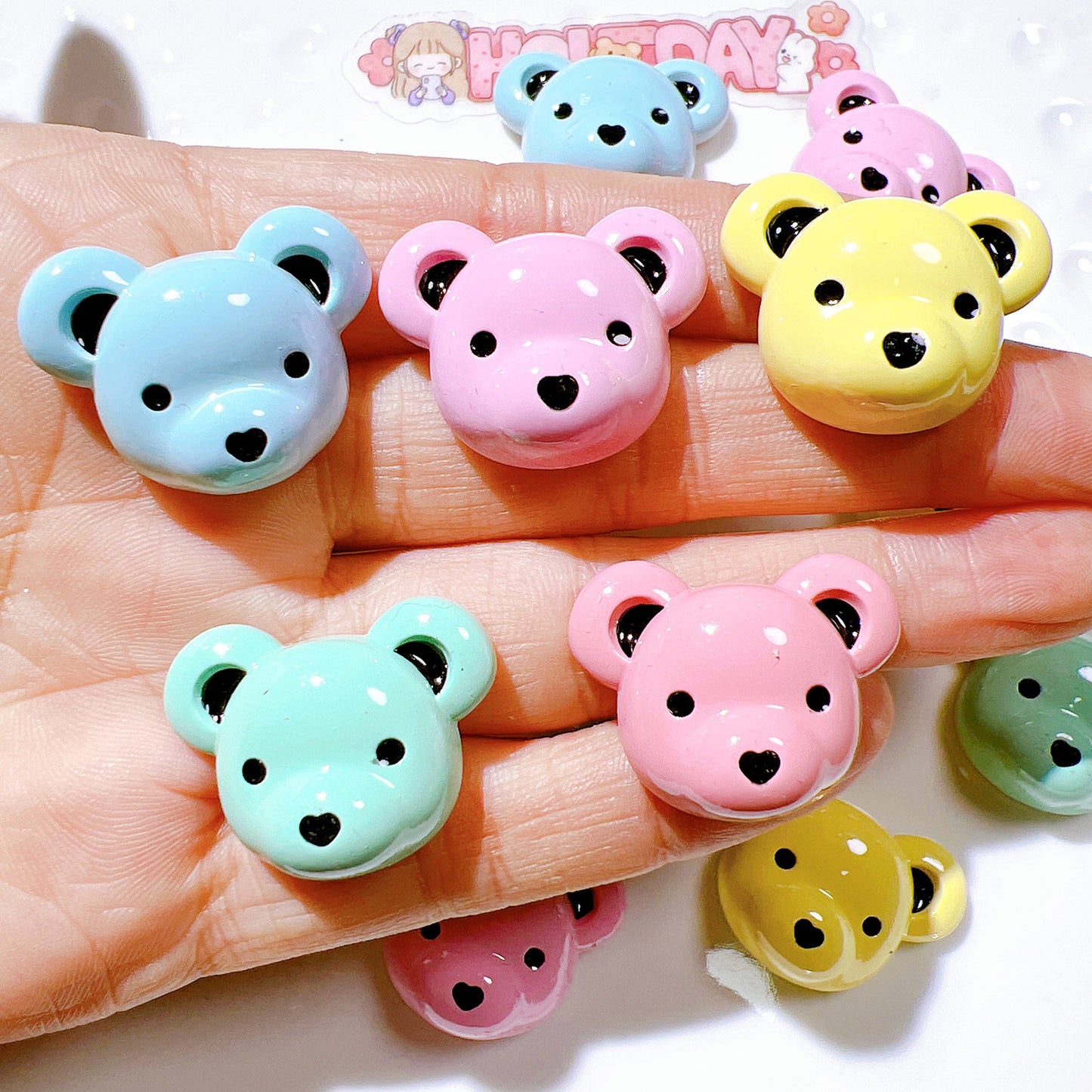 (5pic for1bag)Cutie bear head diy resin charms (pack offline)
