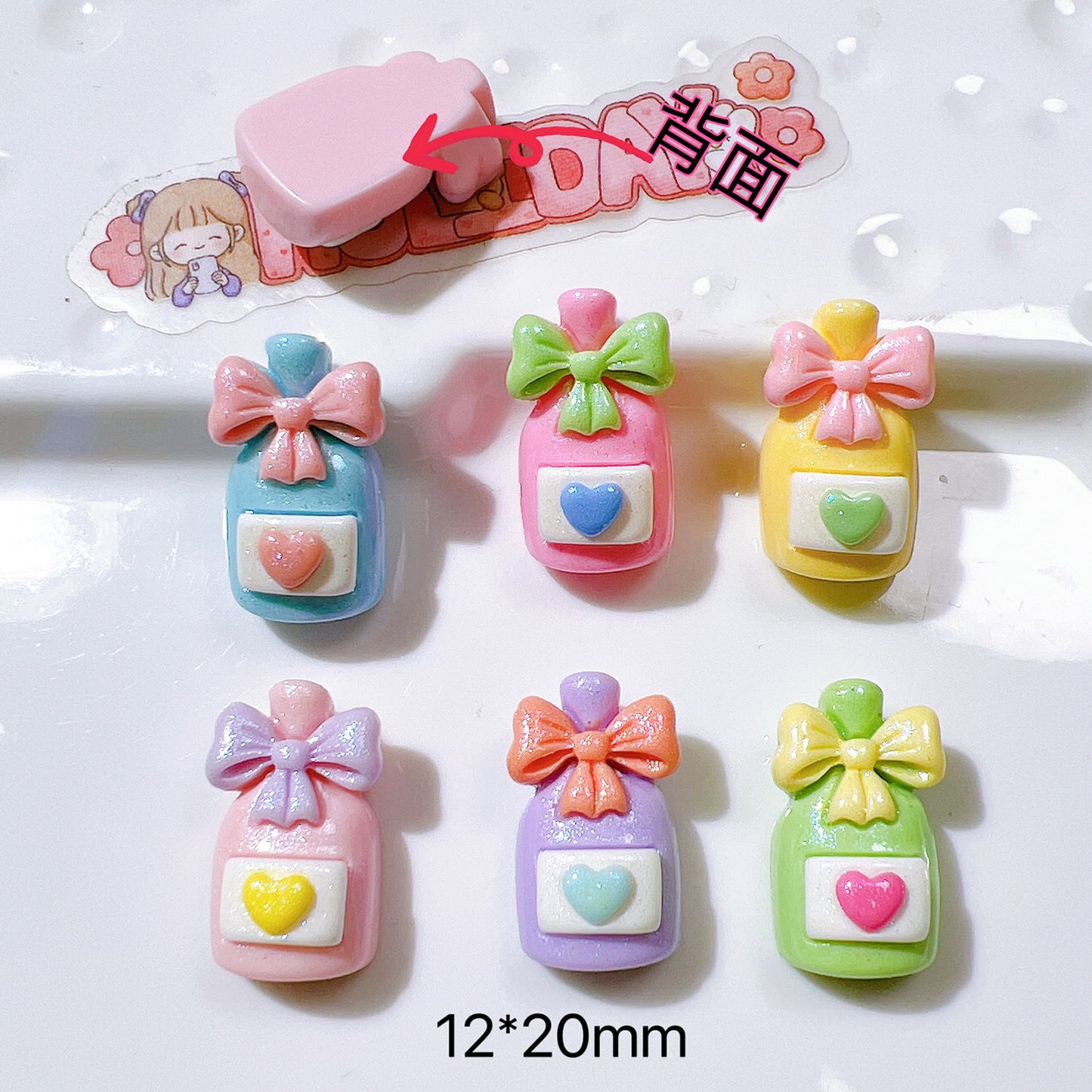 (5pic for1bag)Cutie pearl bow bottle diy resin charms(pack offline)