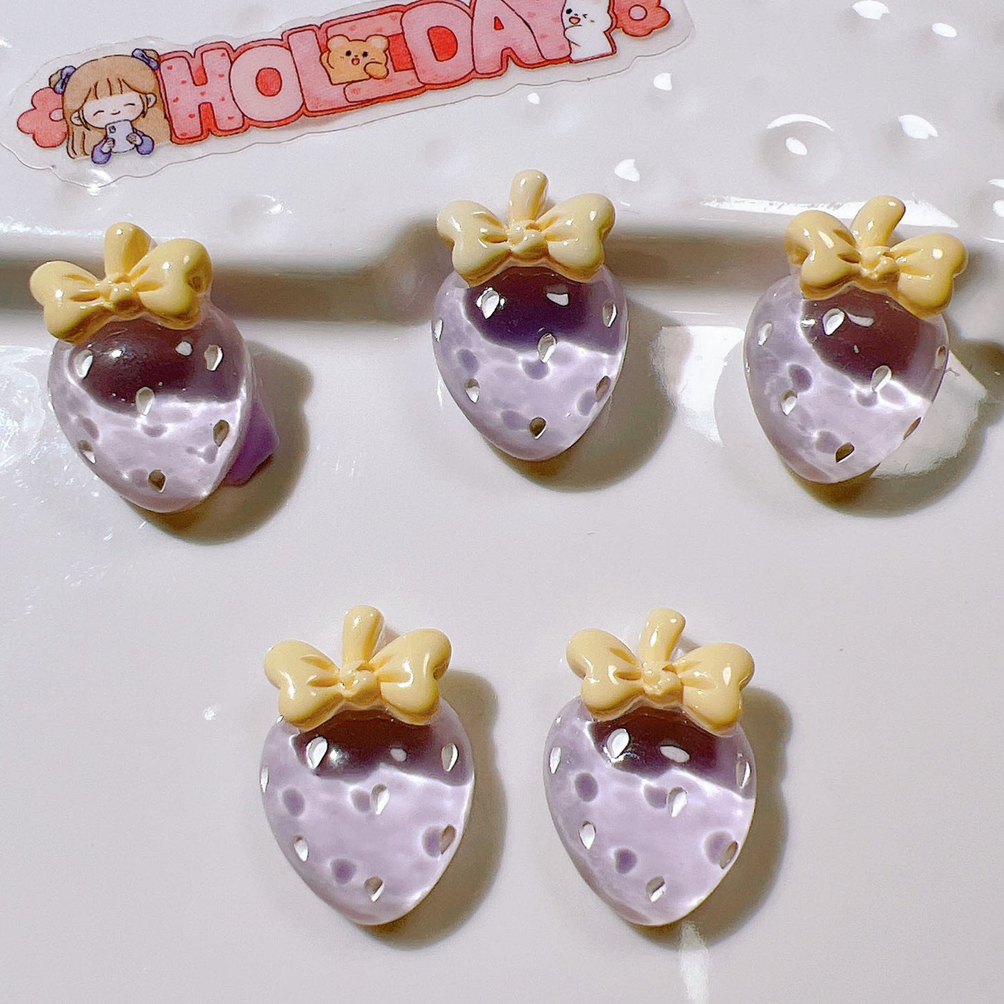 (5pic for 1bag)Cutie Transparent Strawberry Diy Resin Charms (pack Offline)