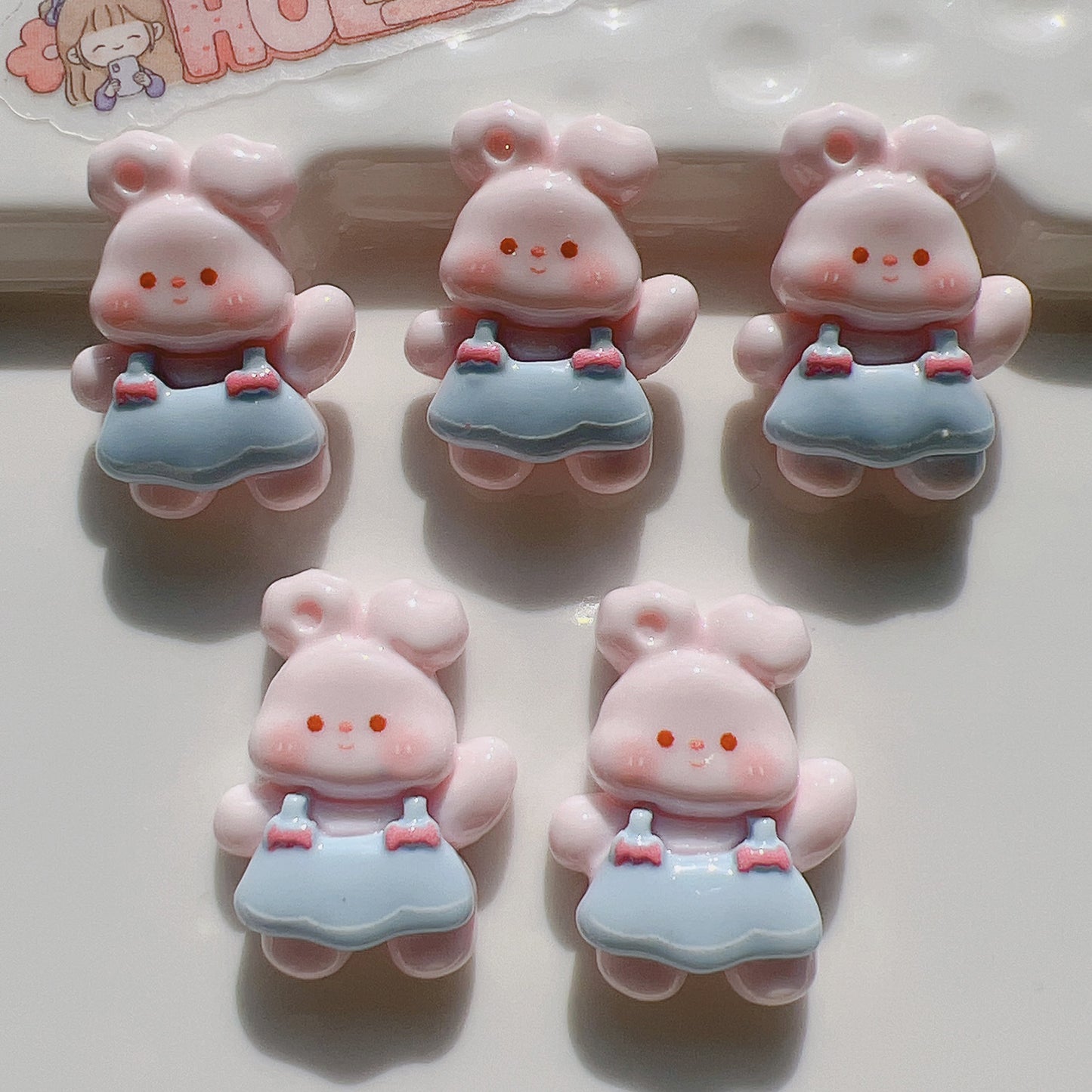 (5pic for 1bag)Cutie rabbit diy resin charms(pack offline)