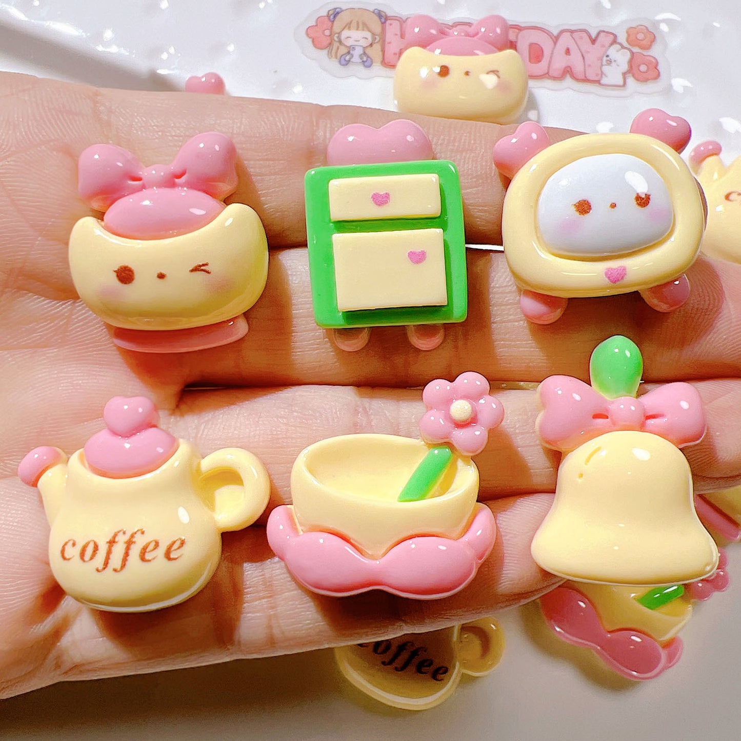 (5pic for 1 Bag) Cutie Coffee Teapot DIY Resin Charms (Pack Offline)