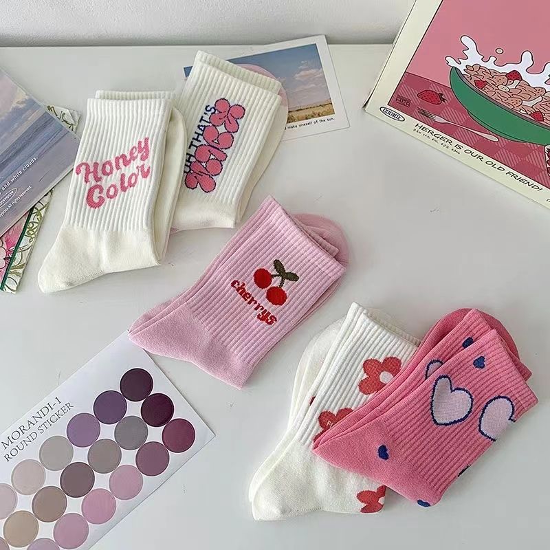 Cute Novelty Crew Socks for Women | Sweet Patterned Cotton Socks