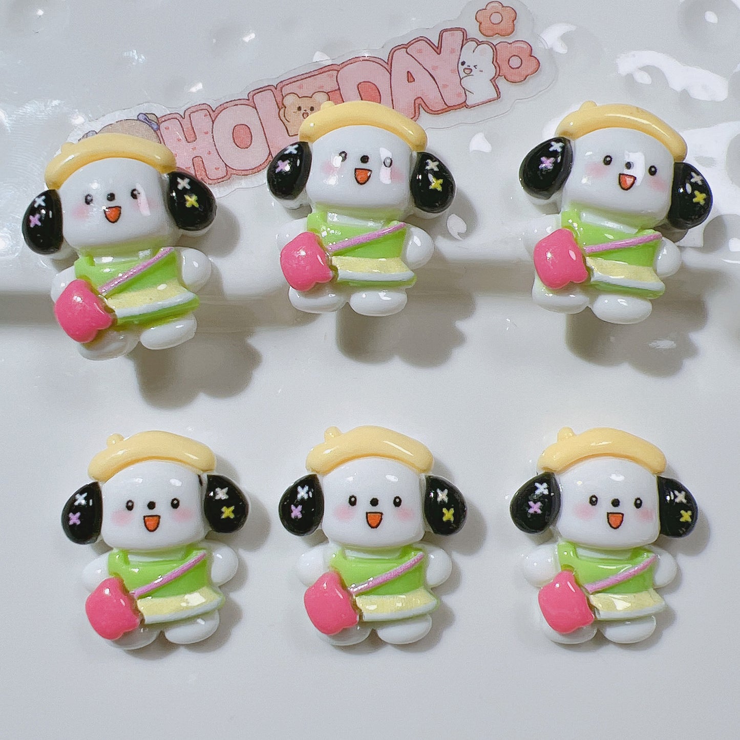 (5pic for 1bag)Cutie black ear dog diy resin charms (pack offline)