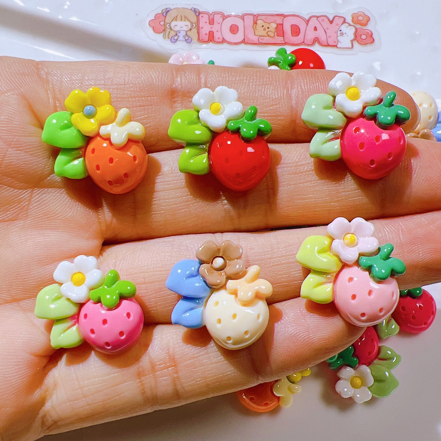 (5pic for 1bag)Cutie small strawberry diy resin charmss(pack offline)