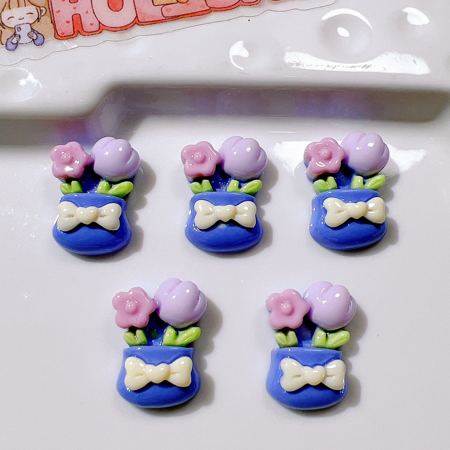 (5pic for 1bag)Cutie mini flower pot diy resin charms (pack offline)