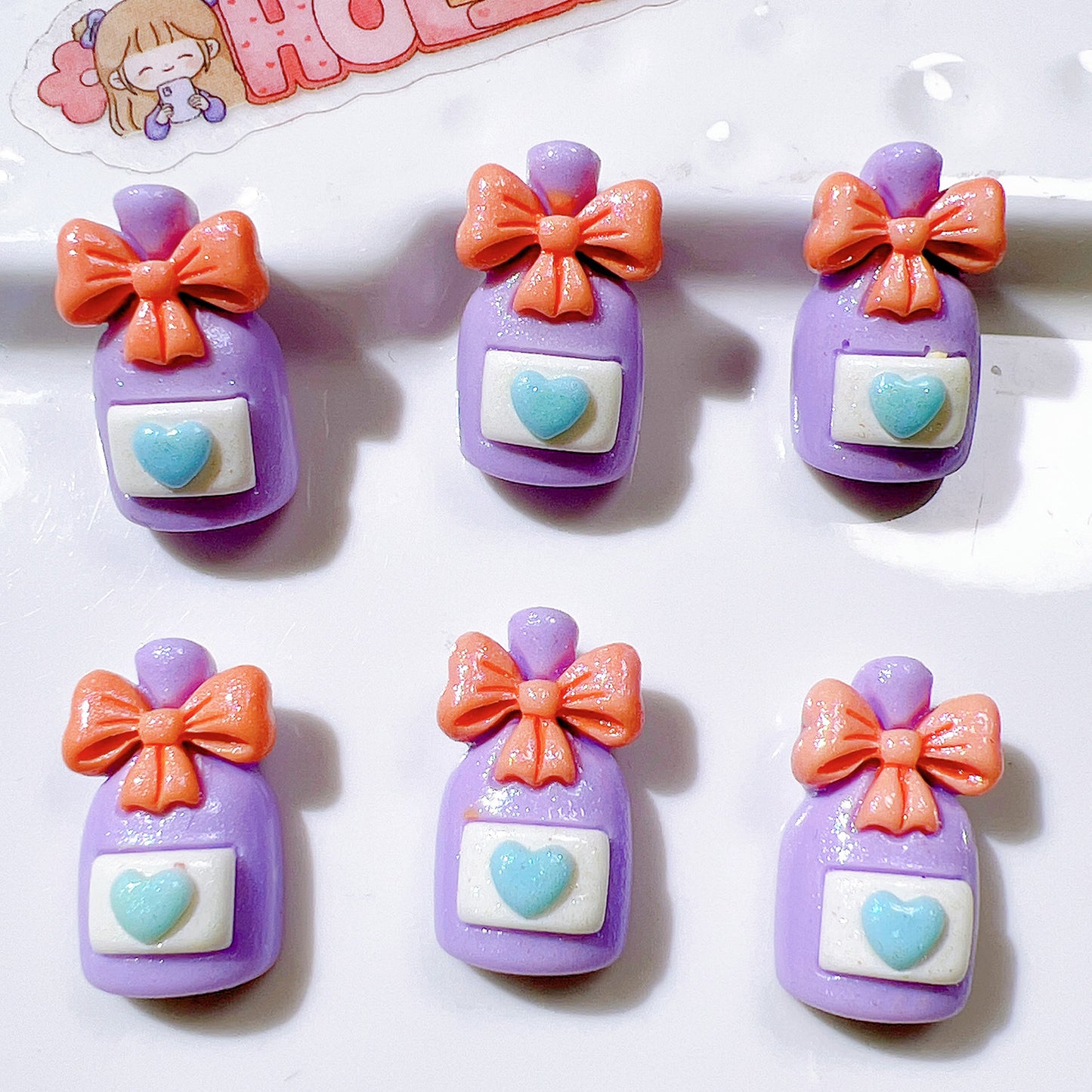 (5pic for1bag)Cutie pearl bow bottle diy resin charms(pack offline)