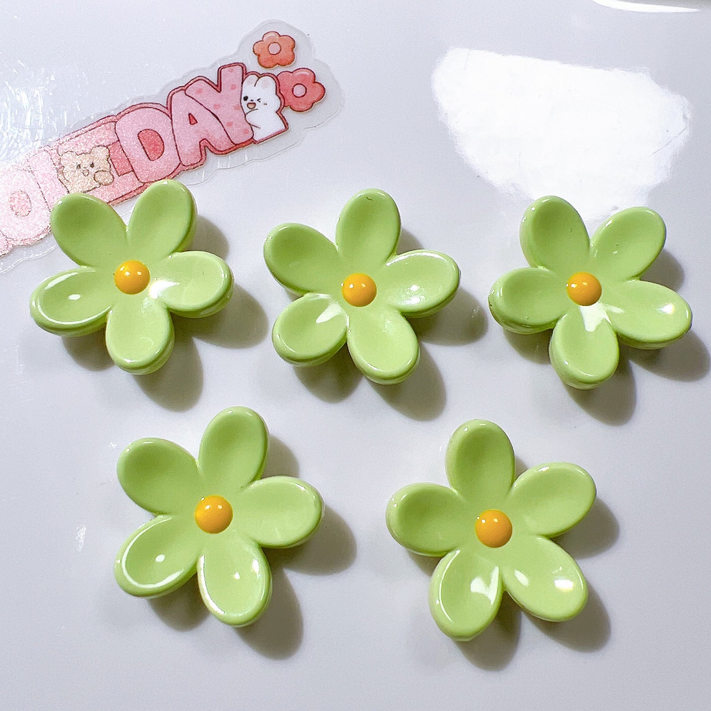 (5pic for 1 Bag) Cute Raised Edge Flowers DIY Resin Charms (Pack Offline)