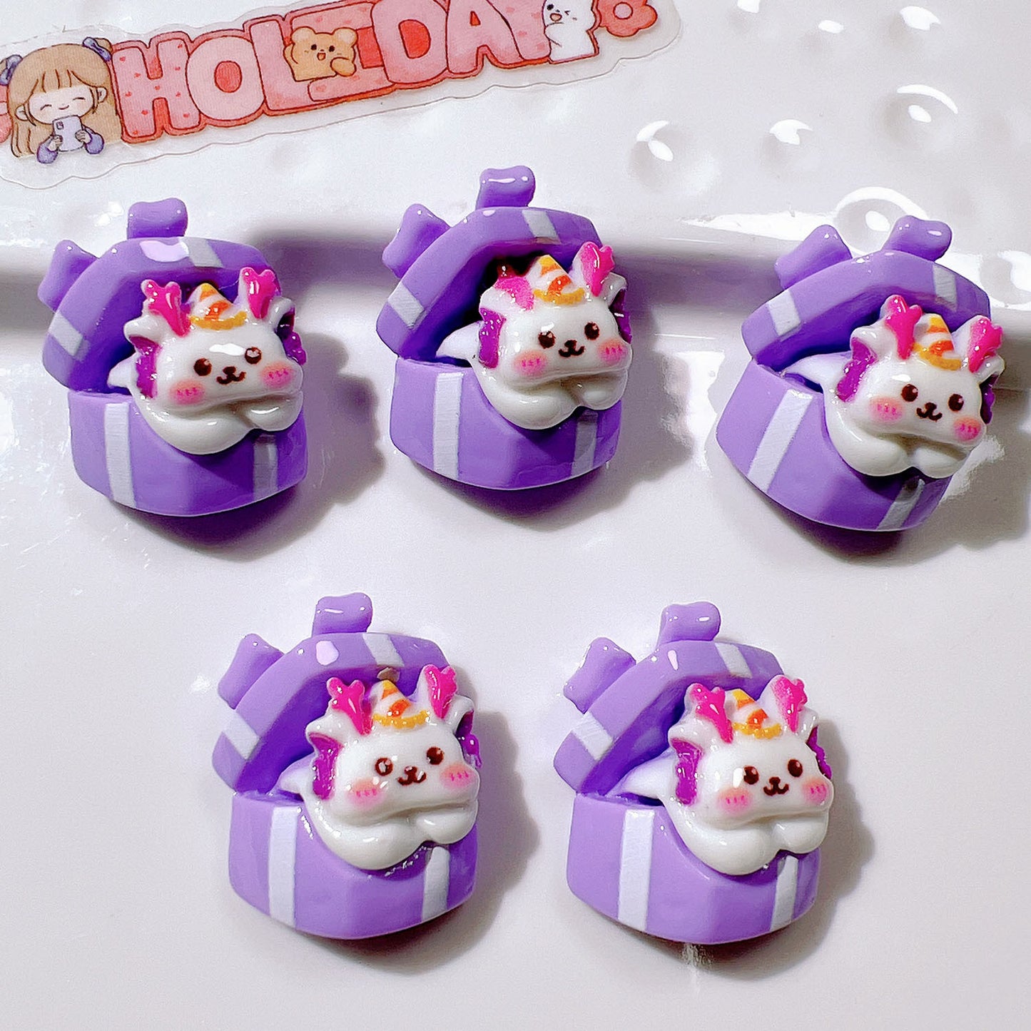 (5pic for 1bag)Cutie Happy Cat Cake Diy Resin Charms (pack Offline)