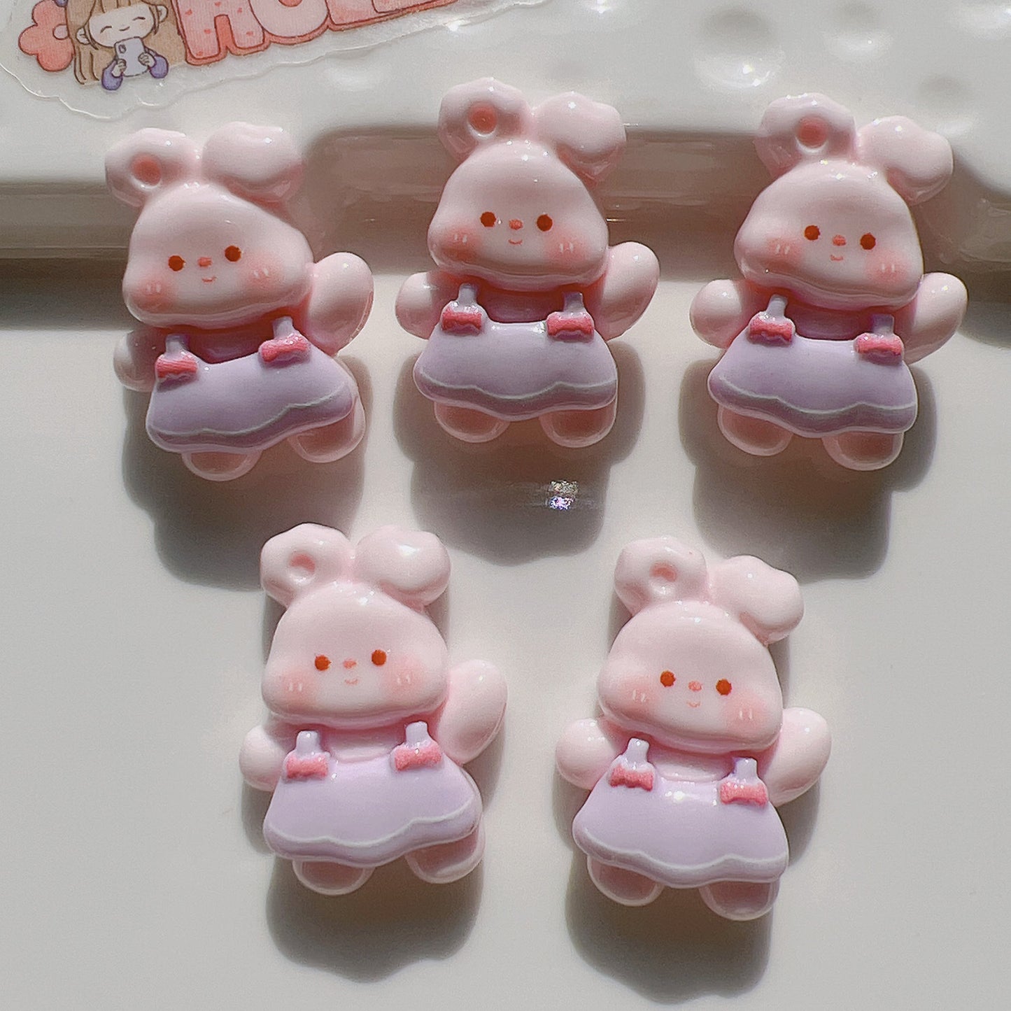 (5pic for 1bag)Cutie rabbit diy resin charms(pack offline)